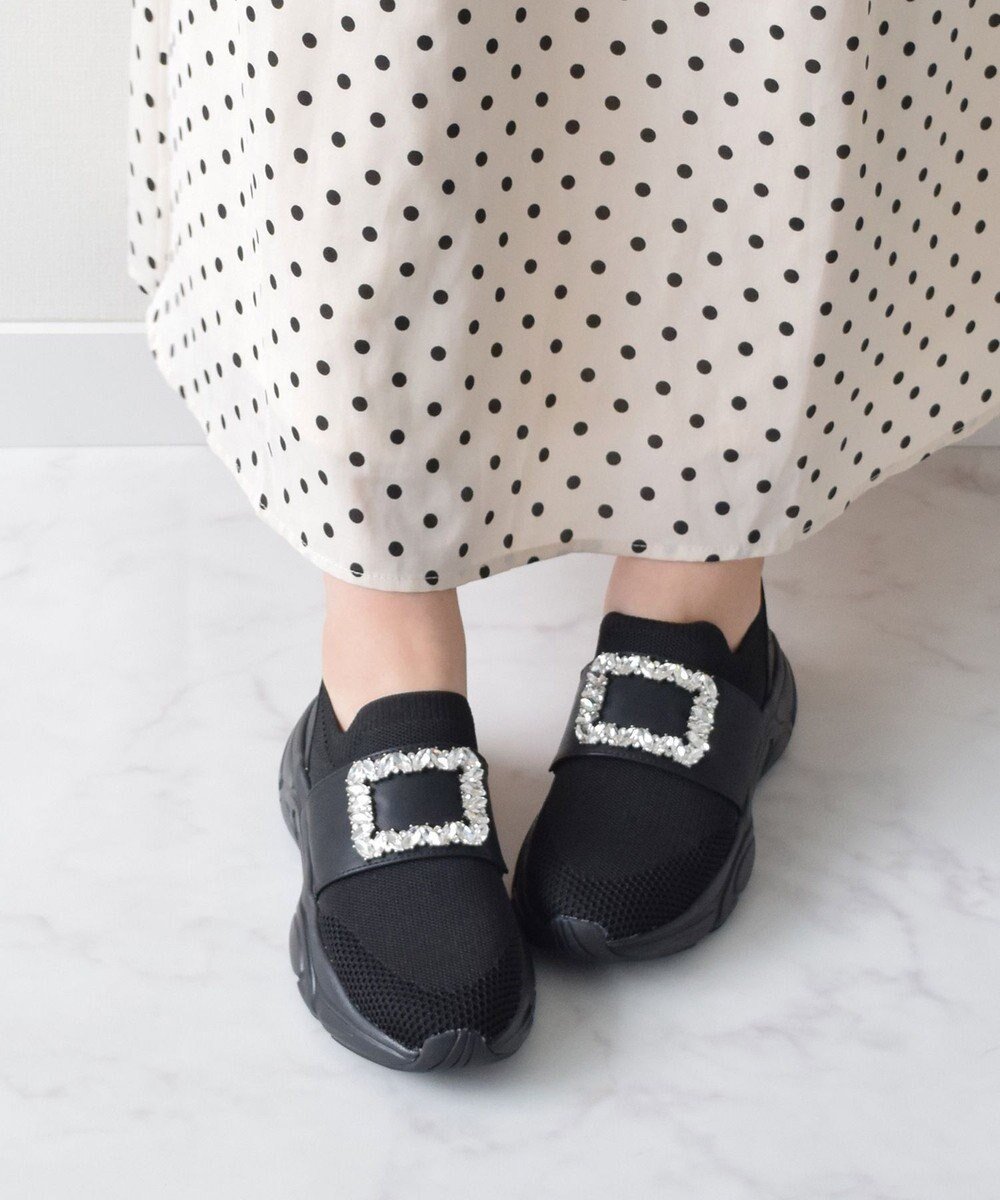 【ブリジット バーキン/Bridget Birkin】の【Bridget Birkin】ビジューバックルニットスニーカー インテリア・キッズ・メンズ・レディースファッション・服の通販 founy(ファニー) 　ファッション　Fashion　レディースファッション　Fashion for Women　トップス・カットソー　Cut & Sew Tops　ニット　Knit Tops & Sweaters　スニーカー　Sneakers, Trainers　フィット　Fit, Slim Fit　ブラック雑材|ID: prp329100004845726 ipo3291000000036241176