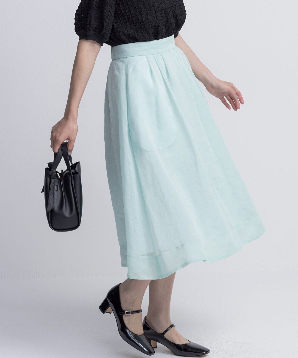 【組曲/KUMIKYOKU】の【WEB限定】シアーボイルタックフレア スカート インテリア・キッズ・メンズ・レディースファッション・服の通販 founy(ファニー) 　ファッション　Fashion　レディースファッション　Fashion for Women　スカート　Skirts　Aライン・フレアスカート　A-Line & Flared Skirts　オレンジ　Orange　ギャザー　Gathered, Ruffled　シアー　Sheer, See-Through　フレア　Flare, Flared　エレガント 上品　Elegant　夏　Summer　春　Spring　S/S・春夏　SS, Spring/Summer, Warm Season　スモーキーグリーン系|ID: prp329100004845789 ipo3291000000035343165