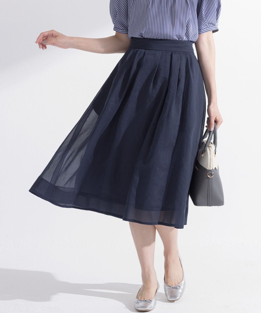 【組曲/KUMIKYOKU】の【WEB限定】シアーボイルタックフレア スカート インテリア・キッズ・メンズ・レディースファッション・服の通販 founy(ファニー) 　ファッション　Fashion　レディースファッション　Fashion for Women　スカート　Skirts　Aライン・フレアスカート　A-Line & Flared Skirts　オレンジ　Orange　ギャザー　Gathered, Ruffled　シアー　Sheer, See-Through　フレア　Flare, Flared　エレガント 上品　Elegant　夏　Summer　春　Spring　S/S・春夏　SS, Spring/Summer, Warm Season　ネイビー系|ID: prp329100004845789 ipo3291000000035343167