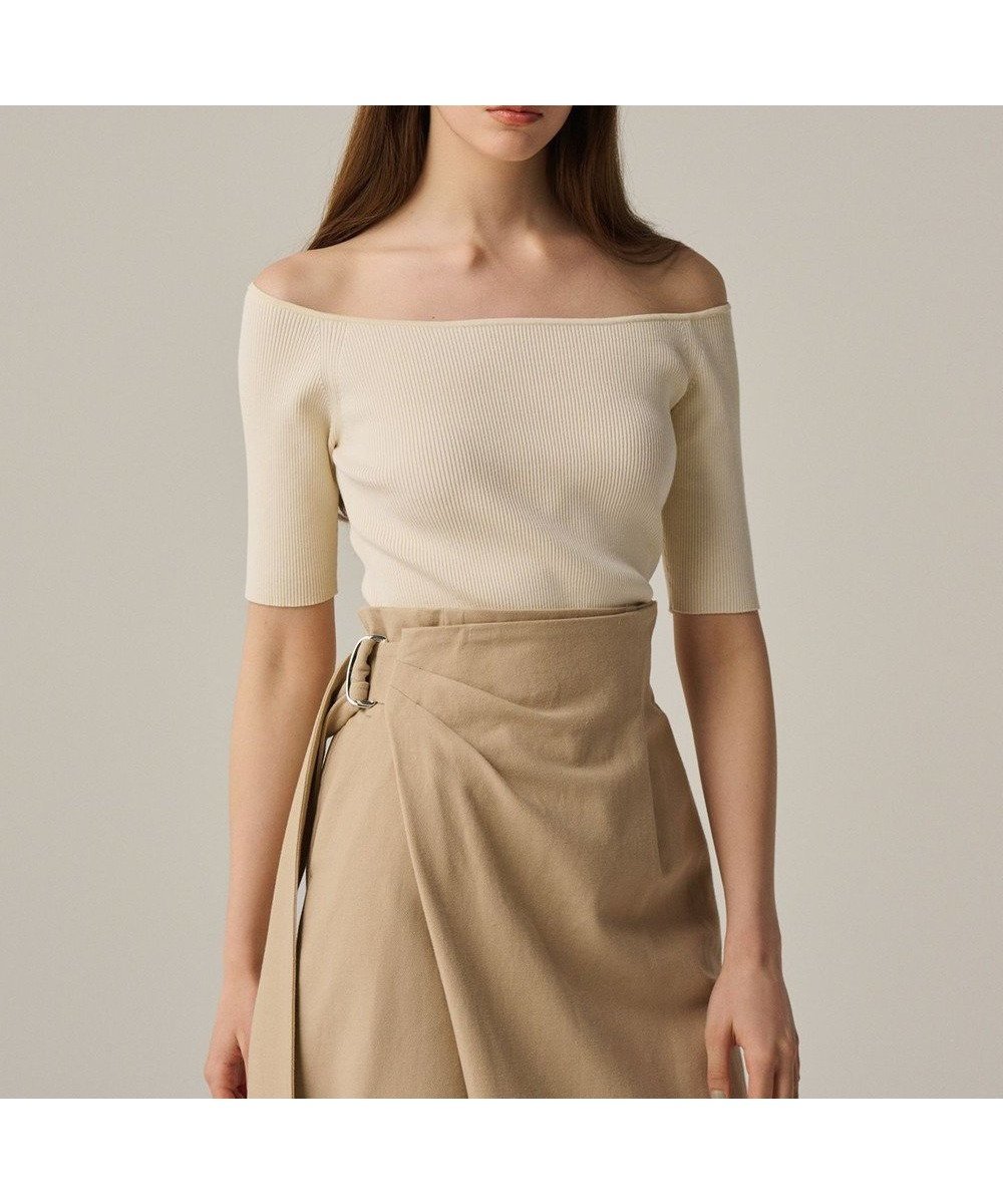 【アンクレイヴ/uncrave】の【ご好評につき追加生産】ドライタッチ ニット オフショル トップス(uncrave WHITE) インテリア・キッズ・メンズ・レディースファッション・服の通販 founy(ファニー) 　ファッション　Fashion　レディースファッション　Fashion for Women　トップス・カットソー　Cut & Sew Tops　ニット　Knit Tops & Sweaters　春　Spring　カーディガン　Cardigan, Knitwear　シェイプ　Shape, Slim Fit　ショート　Short, Short Length　ストレッチ　Stretch, Stretchy Fabric　セーター　Sweater, Knitwear　デコルテ　Décolleté, Neckline　フィット　Fit, Slim Fit　プリーツ　Pleats, Pleated　S/S・春夏　SS, Spring/Summer, Warm Season　夏　Summer　エレガント 上品　Elegant　エクリュ|ID: prp329100004845792 ipo3291000000035343211