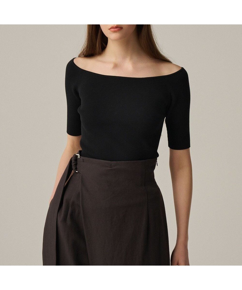 【アンクレイヴ/uncrave】の【ご好評につき追加生産】ドライタッチ ニット オフショル トップス(uncrave WHITE) インテリア・キッズ・メンズ・レディースファッション・服の通販 founy(ファニー) 　ファッション　Fashion　レディースファッション　Fashion for Women　トップス・カットソー　Cut & Sew Tops　ニット　Knit Tops & Sweaters　春　Spring　カーディガン　Cardigan, Knitwear　シェイプ　Shape, Slim Fit　ショート　Short, Short Length　ストレッチ　Stretch, Stretchy Fabric　セーター　Sweater, Knitwear　デコルテ　Décolleté, Neckline　フィット　Fit, Slim Fit　プリーツ　Pleats, Pleated　S/S・春夏　SS, Spring/Summer, Warm Season　夏　Summer　エレガント 上品　Elegant　ブラック|ID: prp329100004845792 ipo3291000000035343218