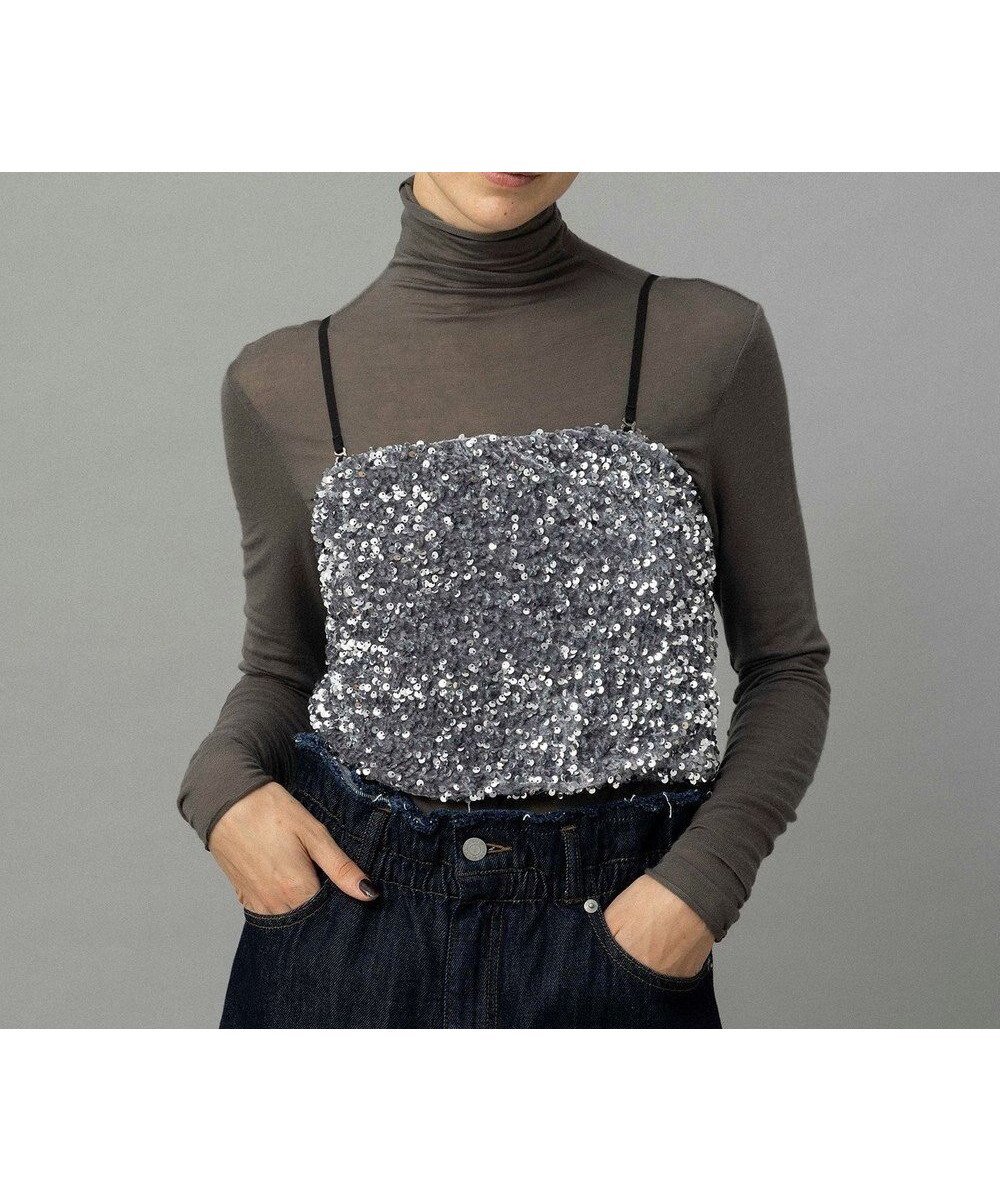 【ネイヴ/NAVE】の【Nave・洗える】スパンコール ビスチェ インテリア・キッズ・メンズ・レディースファッション・服の通販 founy(ファニー) 　ファッション　Fashion　レディースファッション　Fashion for Women　トップス・カットソー　Cut & Sew Tops　ビスチェ　Bustiers & Corset Tops / Layered Bustier Style　アクセサリー　Fashion Accessories　洗える　Machine Washable　シンプル　Simple, Minimal　ストレッチ　Stretch, Stretchy Fabric　スパンコール　Sequins, Sequin Embellishment　セットアップ　Set-Up, Coordinated Outfit　タートル　Turtleneck, Turtle Collar　タートルネック　Turtleneck, High Neck　バランス　Balance, Style Balance　ビスチェ　Bustier, Corset Top　ベロア　Velour, Soft Velvet　ベーシック　Basic, Essential　ランダム　Random, Irregular　A/W・秋冬　Autumn/Winter　エレガント 上品　Elegant　シルバー系|ID: prp329100004845793 ipo3291000000035343240