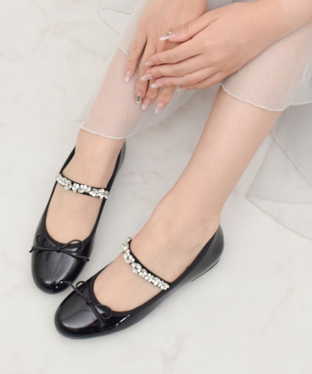 【ブリジット バーキン/Bridget Birkin】の【Bridget Birkin】ビジューストラップバレエシューズ インテリア・キッズ・メンズ・レディースファッション・服の通販 founy(ファニー) 　ファッション　Fashion　レディースファッション　Fashion for Women　シューズ　Shoes, Footwear　バレエ　Ballet, Ballet Style　ビジュー　Bijou, Jewel-like Accent　リボン　Ribbon, Bow　エレガント 上品　Elegant　ブラックエナメル|ID: prp329100004845798 ipo3291000000035343328