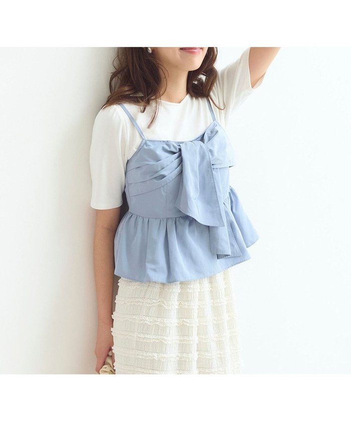 【フェルゥ/Feroux】の【セットアップ対応・洗える】リボンタフタ ビスチェ カットソー インテリア・キッズ・メンズ・レディースファッション・服の通販 founy(ファニー) https://founy.com/ ファッション Fashion レディースファッション Fashion for Women トップス・カットソー Cut & Sew Tops カットソー・ベーシックTシャツ Cut-and-Sewn Tops / Stretch Tees & Basics ビスチェ Bustiers & Corset Tops / Layered Bustier Style セットアップ Matching Sets レディーストップス・ブラウス Tops & Blouses / Assorted Women's Tops インナー Innerwear カットソー Cut and Sewn Top キャミソール Camisole, Spaghetti Strap Top シンプル Simple, Minimal セットアップ Set-Up, Coordinated Outfit タフタ Taffeta, Structured Fabric バランス Balance, Style Balance ビスチェ Bustier, Corset Top ベーシック Basic, Essential ペプラム Peplum, Flared Hem リボン Ribbon, Bow 夏 Summer 春 Spring S/S・春夏 SS, Spring/Summer, Warm Season 洗える Machine Washable |ID: prp329100004845814 ipo3291000000035343771