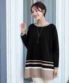 【ティアクラッセ/Tiaclasse】のカラー配色ニットチュニック ブラックモカ|ID: prp329100004845815 ipo3291000000035619332