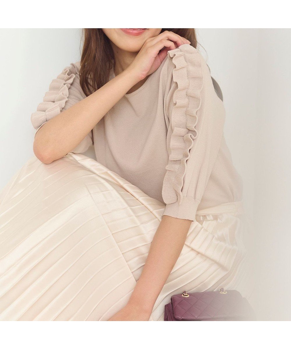 【フェルゥ/Feroux】の【洗える】フリルスリーブニット 人気、トレンドファッション・服の通販 founy(ファニー) 　ファッション　Fashion　レディースファッション　Fashion for Women　トップス・カットソー　Cut & Sew Tops　ニット　Knit Tops & Sweaters　シンプル　Simple, Minimal　セーター　Sweater, Knitwear　バランス　Balance, Style Balance　プリーツ　Pleats, Pleated　洗える　Machine Washable　A/W・秋冬　Autumn/Winter　 other-1|ID: prp329100004845882 ipo3291000000035891897