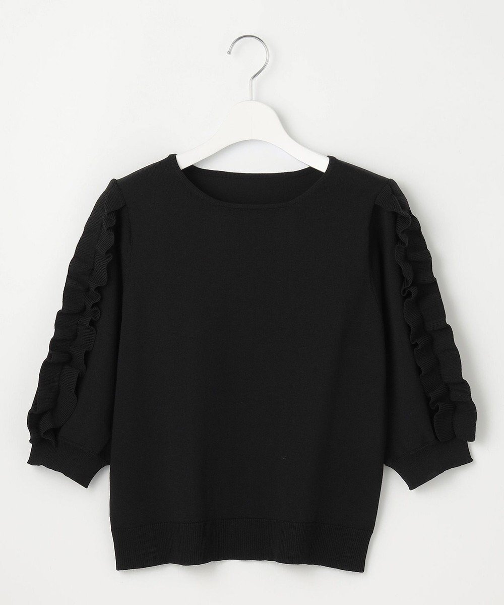 【フェルゥ/Feroux】の【洗える】フリルスリーブニット インテリア・キッズ・メンズ・レディースファッション・服の通販 founy(ファニー) 　ファッション　Fashion　レディースファッション　Fashion for Women　トップス・カットソー　Cut & Sew Tops　ニット　Knit Tops & Sweaters　シンプル　Simple, Minimal　セーター　Sweater, Knitwear　バランス　Balance, Style Balance　プリーツ　Pleats, Pleated　洗える　Machine Washable　A/W・秋冬　Autumn/Winter　ブラック系|ID: prp329100004845882 ipo3291000000035891904