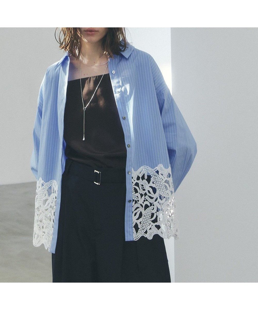 【イェッカ ヴェッカ/YECCA VECCA】のレースヘムロングシャツ インテリア・キッズ・メンズ・レディースファッション・服の通販 founy(ファニー) ファッション Fashion レディースファッション Fashion for Women トップス・カットソー Cut & Sew Tops シャツ・ブラウス・オフィスカジュアル Elegant Blouses & Button-Ups インナー Innerwear スカラップ Scallop, Scalloped Edge ポケット Pocket, Pocket Detail レース Lace, Lace Fabric ロング Long, Long-Length 夏 Summer 定番 Standard, Basic Item 春 Spring S/S・春夏 SS, Spring/Summer, Warm Season Stripe|ID: prp329100004845958 ipo3291000000035346395