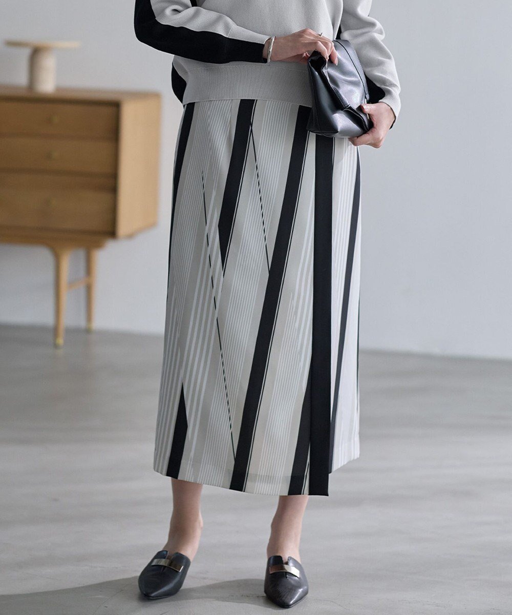 【アイシービー/iCB】のランダムストライププリント ストレートスカート 人気、トレンドファッション・服の通販 founy(ファニー) 　ファッション　Fashion　レディースファッション　Fashion for Women　スカート　Skirts　春　Spring　シンプル　Simple, Minimal　スタイリッシュ　Stylish, Fashionable　ストライプ　Stripe, Striped Pattern　ストレート　Straight, Straight Cut　デスク　Desk, Work Desk　ドレープ　Drape, Draping Fabric　プリント　Print, Printed Pattern　ランダム　Random, Irregular　ワーク　Workwear, Utility Style　S/S・春夏　SS, Spring/Summer, Warm Season　おすすめ　Recommended / Our Picks　夏　Summer　2026年　2026　 other-1|ID: prp329100004845961 ipo3291000000035860185