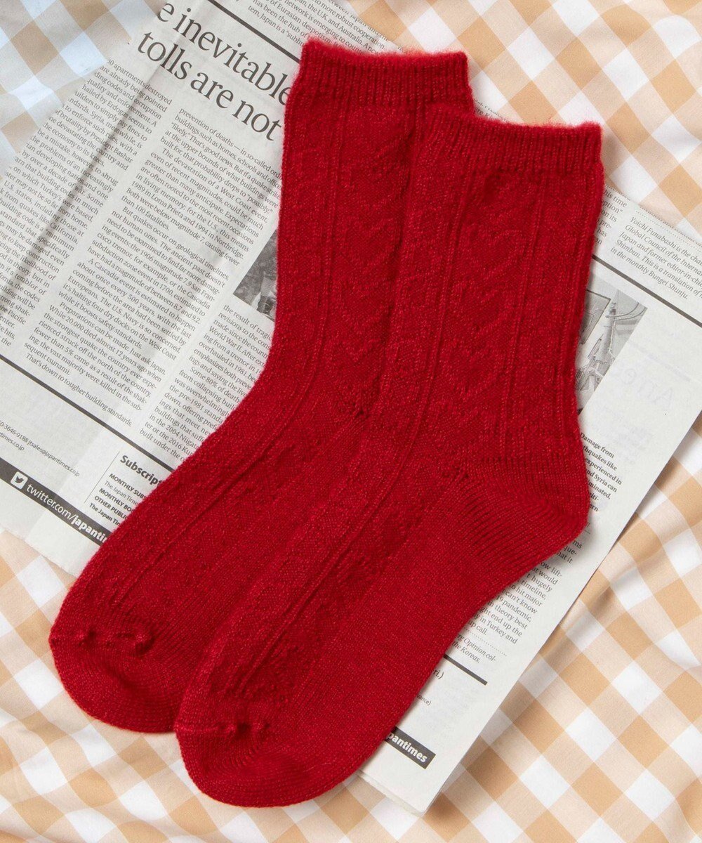 【ウィゴー/WEGO】の【あったか】ぽかぽか裏起毛ハートケーブルソックス インテリア・キッズ・メンズ・レディースファッション・服の通販 founy(ファニー) 　ファッション　Fashion　レディースファッション　Fashion for Women　ソックス&靴下　Socks & Hosiery　レッグウェア・ストッキング　Legwear & Hosiery　おすすめ　Recommended / Our Picks　スマホ　Smartphone, Mobile Device　ソックス　Socks, Hosiery　冬　Winter / This Winter　A/W・秋冬　Autumn/Winter　レッド|ID: prp329100004845987 ipo3291000000036178356