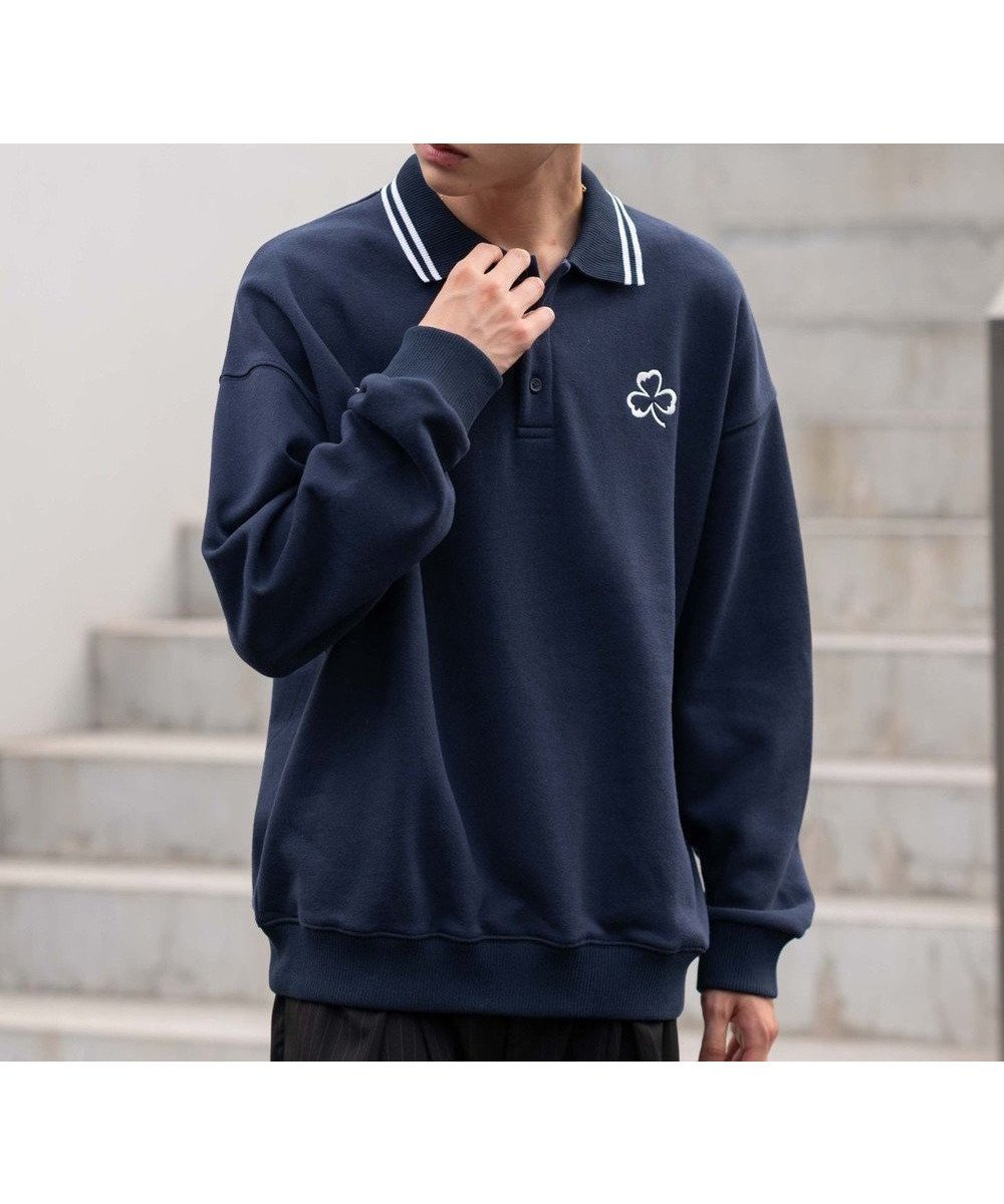 【ウィゴー/WEGO】の【ユニセックス着用ITEM/MLサイズ展開】モチーフロゴポロスウェット インテリア・キッズ・メンズ・レディースファッション・服の通販 founy(ファニー) 　ファッション　Fashion　レディースファッション　Fashion for Women　トップス・カットソー　Cut & Sew Tops　レディースパーカー・カジュアルフーディー　Casual Hoodies & Sweatshirts　スウェット・クルーネックトップス　Sweatshirts & Crewnecks / Relaxed Fit Sweat Tops　春　Spring　秋　Autumn　カーゴパンツ　Cargo Pants, Utility Pants　ショート　Short, Short Length　スウェット / スエット　Sweatshirt, Sweatwear　スマホ　Smartphone, Mobile Device　スラックス　Slacks, Dress Pants　デニム　Denim, Jeans Material　長袖　Long Sleeve, Full Sleeve　バランス　Balance, Style Balance　フロント　Front, Front Design　防寒　Cold Protection, Winter-Ready　モチーフ　Motif, Design Theme　冬　Winter / This Winter　A/W・秋冬　Autumn/Winter　おすすめ　Recommended / Our Picks　ネイビー|ID: prp329100004846053 ipo3291000000035588738