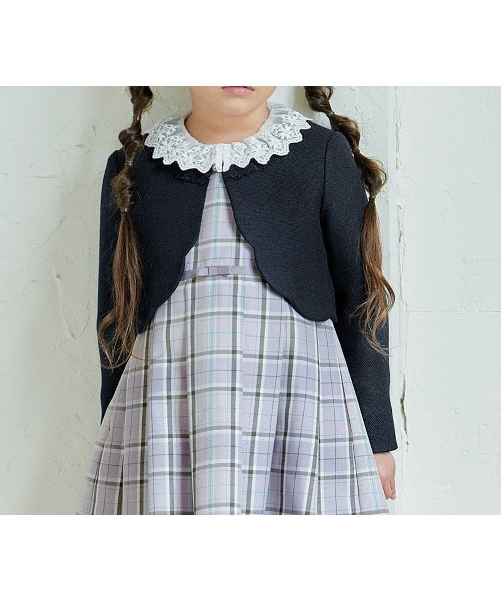 【エニィ/ANY / KIDS】の裾スカラップノーカラージャケット インテリア・キッズ・メンズ・レディースファッション・服の通販 founy(ファニー) 　ファッション　Fashion　キッズファッション　Fashion for Kids　アウター　Coat Outerwear /Kids　ガーリー　Girly, Feminine Style　ジャケット　Jacket, Outerwear　スカラップ　Scallop, Scalloped Edge　セレモニー　Ceremony　ブレード　Braid, Decorative Trim　ラベンダー　Lavender　レース　Lace, Lace Fabric　エレガント 上品　Elegant　入学式　Entrance Ceremony　卒業式　Graduation Ceremony　夏　Summer　春　Spring　S/S・春夏　SS, Spring/Summer, Warm Season　ネイビー|ID: prp329100004846407 ipo3291000000036286961