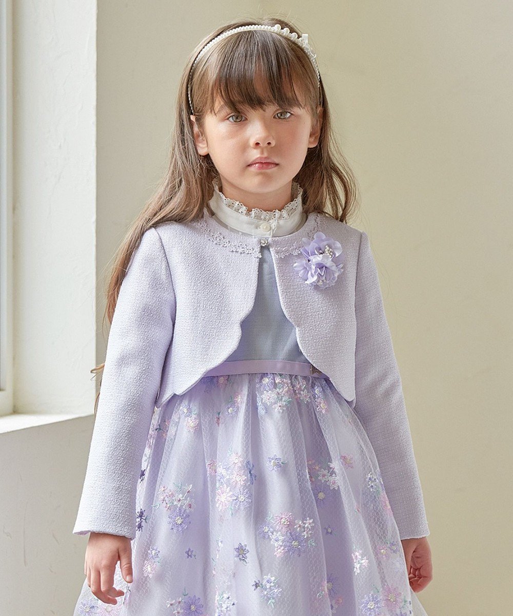 【エニィ/ANY / KIDS】の裾スカラップノーカラージャケット インテリア・キッズ・メンズ・レディースファッション・服の通販 founy(ファニー) 　ファッション　Fashion　キッズファッション　Fashion for Kids　アウター　Coat Outerwear /Kids　ガーリー　Girly, Feminine Style　ジャケット　Jacket, Outerwear　スカラップ　Scallop, Scalloped Edge　セレモニー　Ceremony　ブレード　Braid, Decorative Trim　ラベンダー　Lavender　レース　Lace, Lace Fabric　エレガント 上品　Elegant　入学式　Entrance Ceremony　卒業式　Graduation Ceremony　夏　Summer　春　Spring　S/S・春夏　SS, Spring/Summer, Warm Season　ラベンダー|ID: prp329100004846407 ipo3291000000036286963