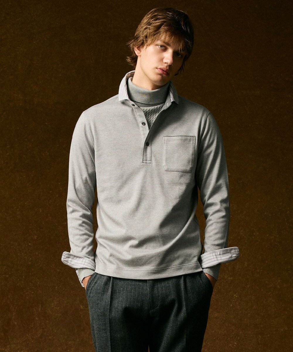 【ジョセフ アブード/JOSEPH ABBOUD / MEN】の【軽量・保形・快適な肌触り】ウィンターダディポロ インテリア・キッズ・メンズ・レディースファッション・服の通販 founy(ファニー) 　ファッション　Fashion　メンズファッション　Fashion for Men　トップス・カットソー　Cut & Sew Tops　メンズシャツ　Shirts　ポロシャツ / きれいめカジュアルスタイル　Polo Shirts　インナー　Innerwear　コンビ　Combo, Combination Style　軽量　Lightweight, Ultra Light　ジャカード／ジャガード　Jacquard, Woven Pattern　ジャケット　Jacket, Outerwear　ポロシャツ　Polo Shirt, Collared Tee　冬　Winter / This Winter　A/W・秋冬　Autumn/Winter　おすすめ　Recommended / Our Picks　エレガント 上品　Elegant　ビジネス 仕事 通勤　Business / Work / Commuting　ライトグレー系1|ID: prp329100004846456 ipo3291000000035532744