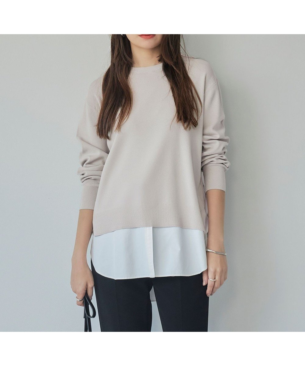 【アイシービー/iCB】の【洗える】 クロスコンビ ニットプルオーバー 人気、トレンドファッション・服の通販 founy(ファニー) 　ファッション　Fashion　レディースファッション　Fashion for Women　トップス・カットソー　Cut & Sew Tops　ニット　Knit Tops & Sweaters　カジュアルプルオーバー・ニットトップス　Pullovers & Knit Tops / Casual Pullovers　インナー　Innerwear　春　Spring　洗える　Machine Washable　コンパクト　Compact, Small Size　コンビ　Combo, Combination Style　ジャケット　Jacket, Outerwear　スタイリッシュ　Stylish, Fashionable　ストレッチ　Stretch, Stretchy Fabric　セーター　Sweater, Knitwear　ツイル　Twist, Twisted Detail　ドッキング　Docking, Mixed Material　ワイド　Wide, Wide Fit　S/S・春夏　SS, Spring/Summer, Warm Season　夏　Summer　2024年　2024　2024春夏・S/S　Spring/Summer 2024 SS24　 other-1|ID: prp329100004846762 ipo3291000000035386310