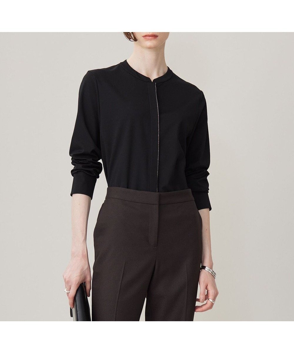 【アイシービー/iCB】の【洗える】コンパクトモクロディ バンドカラーカットソー[ボールチェーン] 人気、トレンドファッション・服の通販 founy(ファニー) 　ファッション　Fashion　レディースファッション　Fashion for Women　トップス・カットソー　Cut & Sew Tops　シャツ・ブラウス・オフィスカジュアル　Elegant Blouses & Button-Ups　ロングTシャツ・Tシャツ　Longline T-Shirts & Tees　カットソー・ベーシックTシャツ　Cut-and-Sewn Tops / Stretch Tees & Basics　洗える　Machine Washable　カットソー　Cut and Sewn Top　スーツ　Suit, Formalwear　チェーン　Chain, Chain Strap　羽織　Haori, Light Jacket　A/W・秋冬　Autumn/Winter　2024年　2024　エレガント 上品　Elegant　セレモニー　Ceremony　ビジネス 仕事 通勤　Business / Work / Commuting　2024-2025秋冬・A/W　Autumn/Winter 2024–25 AW24–25　 other-1|ID: prp329100004846803 ipo3291000000036272610