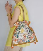 【トプカピ/TOPKAPI】の【TREASURE TOPKAPI】マイルドサテン スカーフ柄 巾着 トート バッグ キャメル|ID: prp329100004846809 ipo3291000000035890188