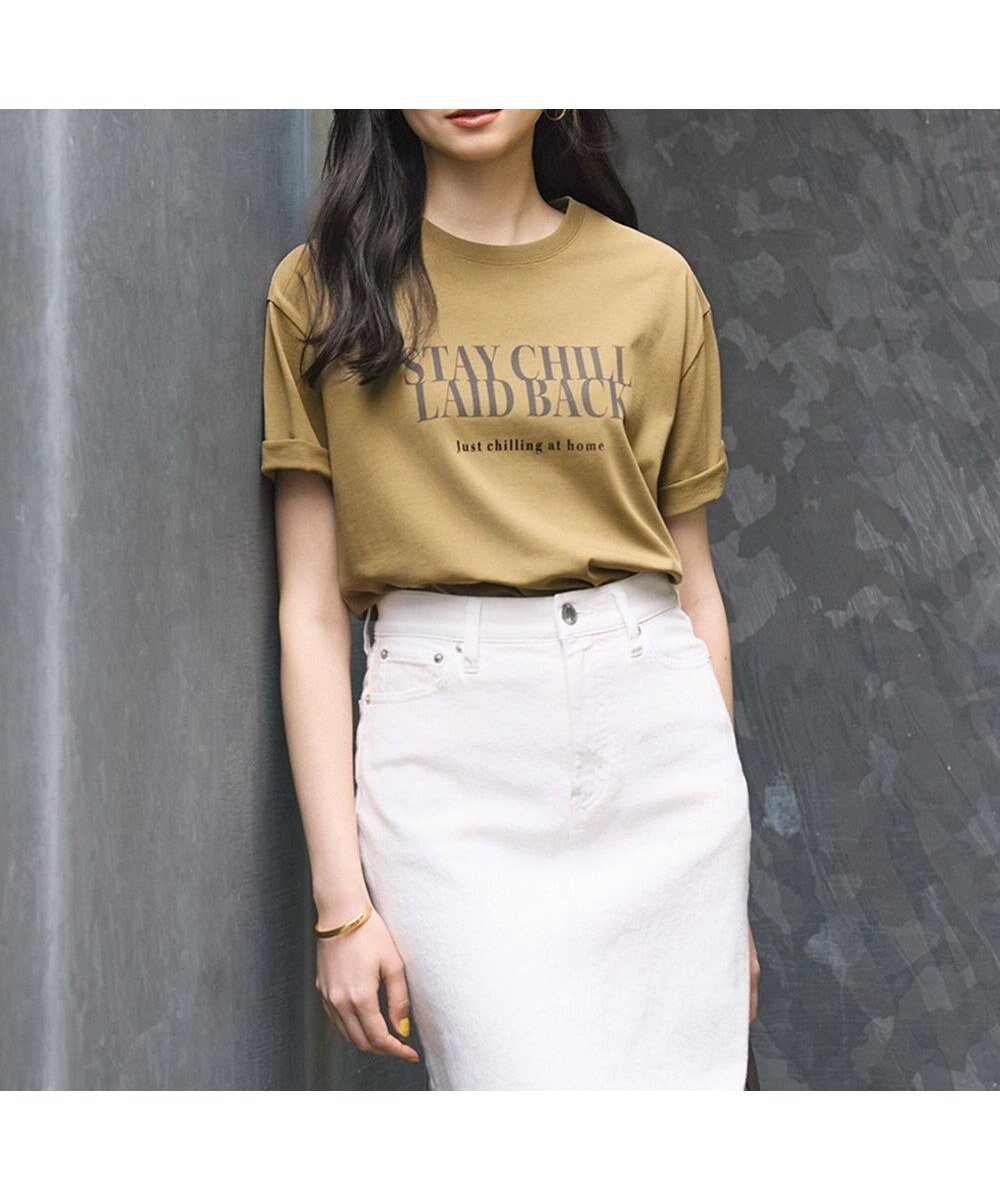 【23区/NIJYUSANKU】の【SLOW/一部店舗限定】MVSコットン ロゴTシャツ インテリア・キッズ・メンズ・レディースファッション・服の通販 founy(ファニー) 　ファッション　Fashion　レディースファッション　Fashion for Women　トップス・カットソー　Cut & Sew Tops　シャツ・ブラウス・オフィスカジュアル　Elegant Blouses & Button-Ups　ロングTシャツ・Tシャツ　Longline T-Shirts & Tees　カットソー・ベーシックTシャツ　Cut-and-Sewn Tops / Stretch Tees & Basics　春　Spring　カットソー　Cut and Sewn Top　スリット　Slit, Slit Detail　ダウン　Down, Puffer　プリント　Print, Printed Pattern　ベーシック　Basic, Essential　ボトム　Bottoms, Lower Wear　ラベンダー　Lavender　リラックス　Relax, Relaxed Fit　S/S・春夏　SS, Spring/Summer, Warm Season　夏　Summer　2025年　2025　2025春夏・S/S　Spring/Summer 2025 SS25　カーキxスレートロゴ|ID: prp329100004846871 ipo3291000000035392270