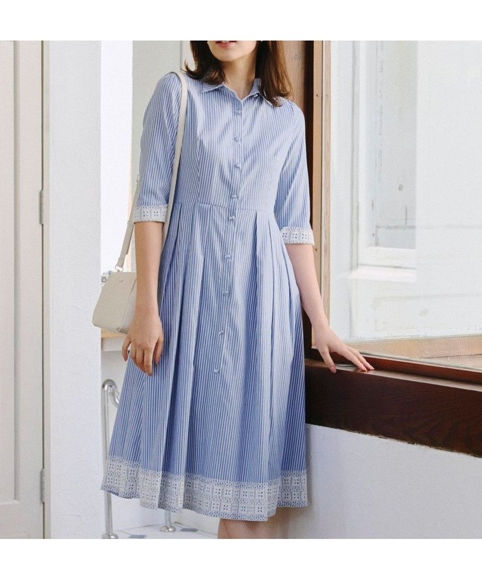 【ティアクラッセ/Tiaclasse】のレースコンビシャツワンピース インテリア・キッズ・メンズ・レディースファッション・服の通販 founy(ファニー) https://founy.com/ ファッション Fashion レディースファッション Fashion for Women ワンピース Dresses シャツワンピース / 1枚で着映えコーデ Shirt Dresses アクセサリー Fashion Accessories ウォッシャブル Machine Washable 春 Spring 洗える Machine Washable カーディガン Cardigan, Knitwear ストライプ Stripe, Striped Pattern チュニック Tunic, Long Top フレア Flare, Flared ポケット Pocket, Pocket Detail 無地 Plain, Solid Color リゾート Resort, Vacation Style レース Lace, Lace Fabric S/S・春夏 SS, Spring/Summer, Warm Season 再入荷 Restock / Back in Stock 夏 Summer 旅行 Travel エレガント 上品 Elegant 新作・新入荷 New Arrivals / New In |ID: prp329100004846886 ipo3291000000035913881