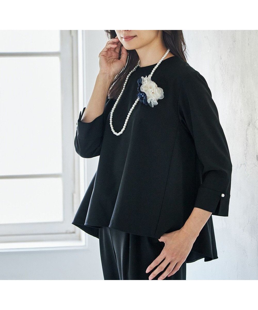 【エニー/ANY】の【ストレッチ/セットアップ可】イージィケアストレッチブラウス インテリア・キッズ・メンズ・レディースファッション・服の通販 founy(ファニー) 　ファッション　Fashion　レディースファッション　Fashion for Women　トップス・カットソー　Cut & Sew Tops　シャツ・ブラウス・オフィスカジュアル　Elegant Blouses & Button-Ups　セットアップ　Matching Sets　レディーストップス・ブラウス　Tops & Blouses / Assorted Women's Tops　ストレッチ　Stretch, Stretchy Fabric　セットアップ　Set-Up, Coordinated Outfit　セレモニー　Ceremony　フレア　Flare, Flared　エレガント 上品　Elegant　切替　Switching, Contrast Panel　夏　Summer　春　Spring　S/S・春夏　SS, Spring/Summer, Warm Season　ビジネス 仕事 通勤　Business / Work / Commuting　ブラック|ID: prp329100004846908 ipo3291000000035648163