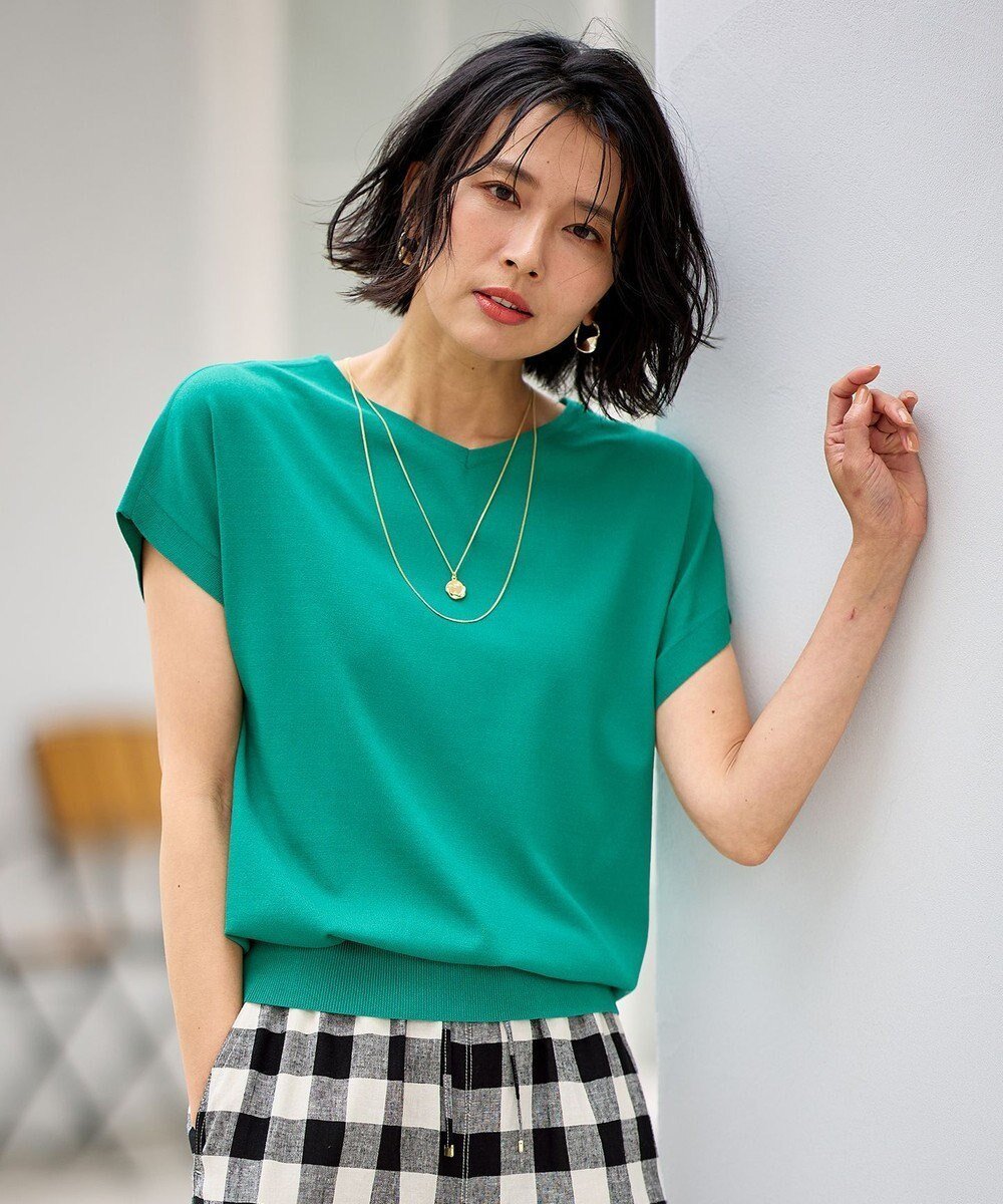 【エニー/ANY】のハーフスリーブニット インテリア・キッズ・メンズ・レディースファッション・服の通販 founy(ファニー) ファッション Fashion レディースファッション Fashion for Women トップス・カットソー Cut & Sew Tops ニット Knit Tops & Sweaters おすすめ Recommended / Our Picks インナー Innerwear コンパクト Compact, Small Size シンプル Simple, Minimal ジャケット Jacket, Outerwear セーター Sweater, Knitwear エレガント 上品 Elegant 夏 Summer 春 Spring S/S・春夏 SS, Spring/Summer, Warm Season ケリー|ID: prp329100004846929 ipo3291000000036116874
