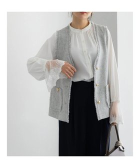 【テチチ/Te chichi】の【セレモニーアイテム】ツイードVネックジレ 人気、トレンドファッション・服の通販 founy(ファニー) ファッション Fashion レディースファッション Fashion for Women アウター Coat / Outerwear Collection レディースジャケット・軽アウター Jackets カットソー Cut and Sewn Top ジャケット Jacket, Outerwear セットアップ Set-Up, Coordinated Outfit セレモニー Ceremony ツイード Twill, Twill Weave バランス Balance, Style Balance エレガント 上品 Elegant 夏 Summer S/S・春夏 SS, Spring/Summer, Warm Season A/W・秋冬 Autumn/Winter |ID:prp329100004847019