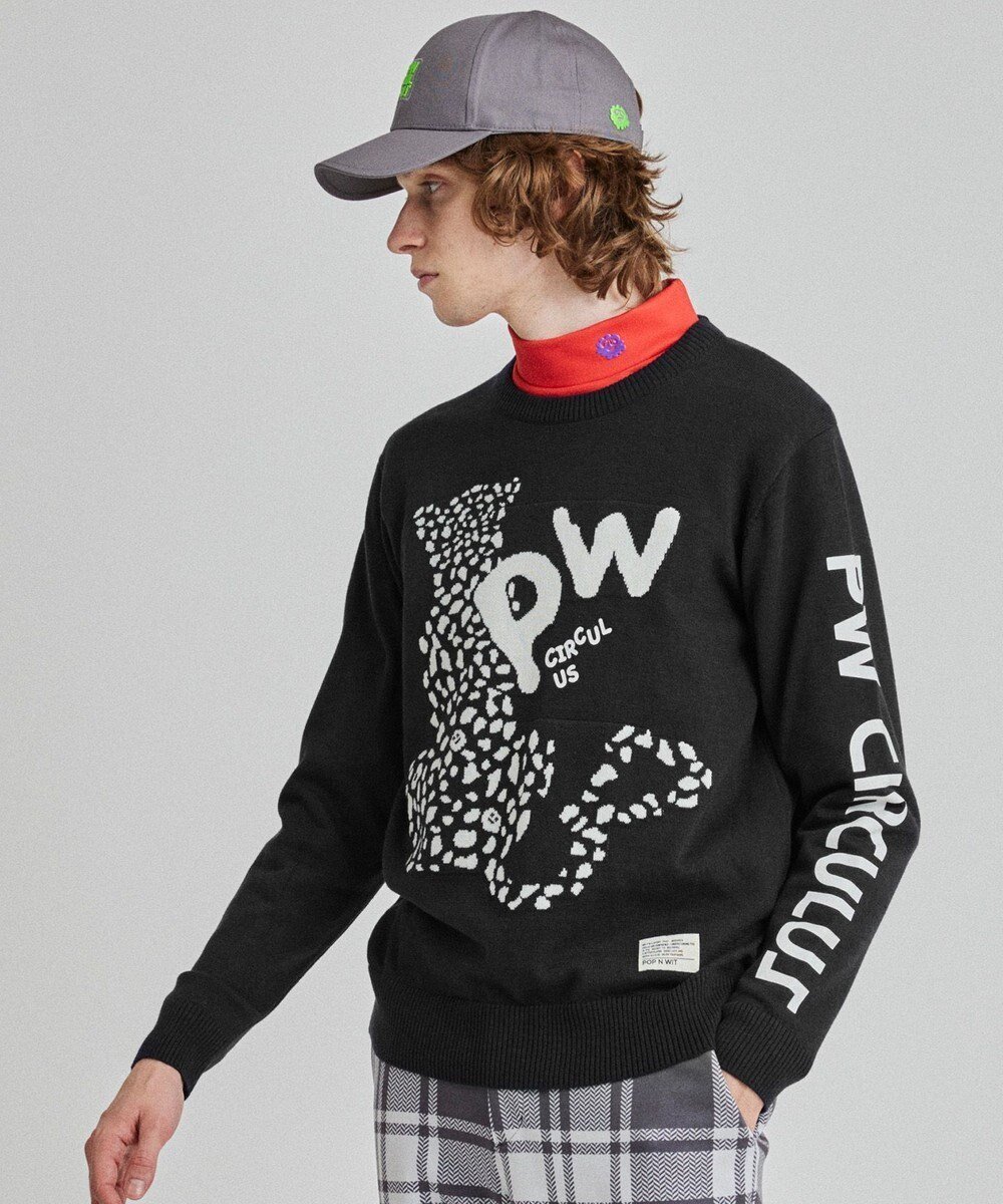 【ピーダブリュサーキュラス/PW CIRCULUS / MEN】の【MEN】LEOPARD ジャガードニット インテリア・キッズ・メンズ・レディースファッション・服の通販 founy(ファニー) 　ファッション　Fashion　メンズファッション　Fashion for Men　トップス・カットソー　Cut & Sew Tops　ニット・セーター / 定番トップス　Knit Tops & Sweaters　2024年　2024　2024-2025秋冬・A/W　Autumn/Winter 2024–25 AW24–25　アクリル　Acrylic Material　ゴルフ　Golf　サングラス　Sunglasses, Shades　ストレッチ　Stretch, Stretchy Fabric　セーター　Sweater, Knitwear　フロント　Front, Front Design　モチーフ　Motif, Design Theme　モックネック　Mock Neck, Short Turtleneck　冬　Winter / This Winter　A/W・秋冬　Autumn/Winter　ブラック系|ID: prp329100004847215 ipo3291000000035761014