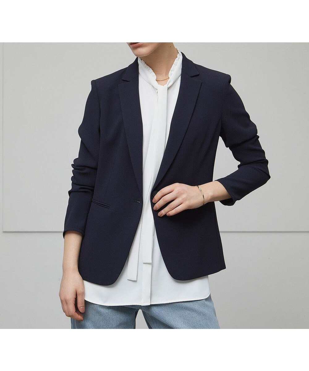 【ベイジ,/BEIGE,】の【洗える】CINDY / テーラードジャケット インテリア・キッズ・メンズ・レディースファッション・服の通販 founy(ファニー) 　ファッション　Fashion　レディースファッション　Fashion for Women　アウター　Coat / Outerwear Collection　レディースジャケット・軽アウター　Jackets　テーラードジャケット / 通勤・きれいめスタイル　Tailored Jackets & Blazers　ウォッシャブル　Machine Washable　オケージョン　Occasion Wear　洗える　Machine Washable　サテン　Satin, Glossy Fabric　ジャケット　Jacket, Outerwear　スタイリッシュ　Stylish, Fashionable　ストレッチ　Stretch, Stretchy Fabric　スーツ　Suit, Formalwear　トリミング　Trimming, Decorative Edge　ボトム　Bottoms, Lower Wear　A/W・秋冬　Autumn/Winter　S/S・春夏　SS, Spring/Summer, Warm Season　おすすめ　Recommended / Our Picks　夏　Summer　ビジネス 仕事 通勤　Business / Work / Commuting　Navy|ID: prp329100004847252 ipo3291000000035959558