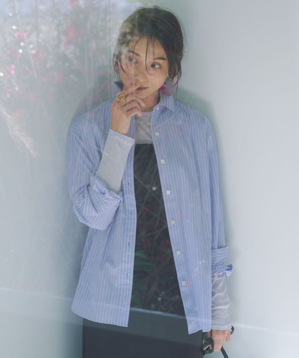 【23区/NIJYUSANKU】の【CLASSY.5月号掲載/洗える】CANCLINI ベーシック シャツ インテリア・キッズ・メンズ・レディースファッション・服の通販 founy(ファニー) 　雑誌掲載アイテム　Magazine Picks & Fashion Features　ファッション雑誌　Fashion Magazines　クラッシィ　CLASSY.　ファッション　Fashion　レディースファッション　Fashion for Women　トップス・カットソー　Cut & Sew Tops　シャツ・ブラウス・オフィスカジュアル　Elegant Blouses & Button-Ups　イエロー　Yellow　イタリア　Italy　インナー　Innerwear　インポート　Imported Fashion　エレガント 上品　Elegant　オレンジ　Orange　春　Spring　洗える　Machine Washable　5月号　May Issue　ギャザー　Gathered, Ruffled　クラシック　Classic, Timeless Style　シアー　Sheer, See-Through　シンプル　Simple, Minimal　ジャケット　Jacket, Outerwear　ストライプ　Stripe, Striped Pattern　雑誌　Magazine, Fashion Magazine　ツイル　Twist, Twisted Detail　デニム　Denim, Jeans Material　トレンド　Trend, Trending Now　定番　Standard, Basic Item　フレア　Flare, Flared　ベーシック　Basic, Essential　メンズ　Men's, Menswear　ブルー×イエローストライプ|ID: prp329100004847308 ipo3291000000035404736