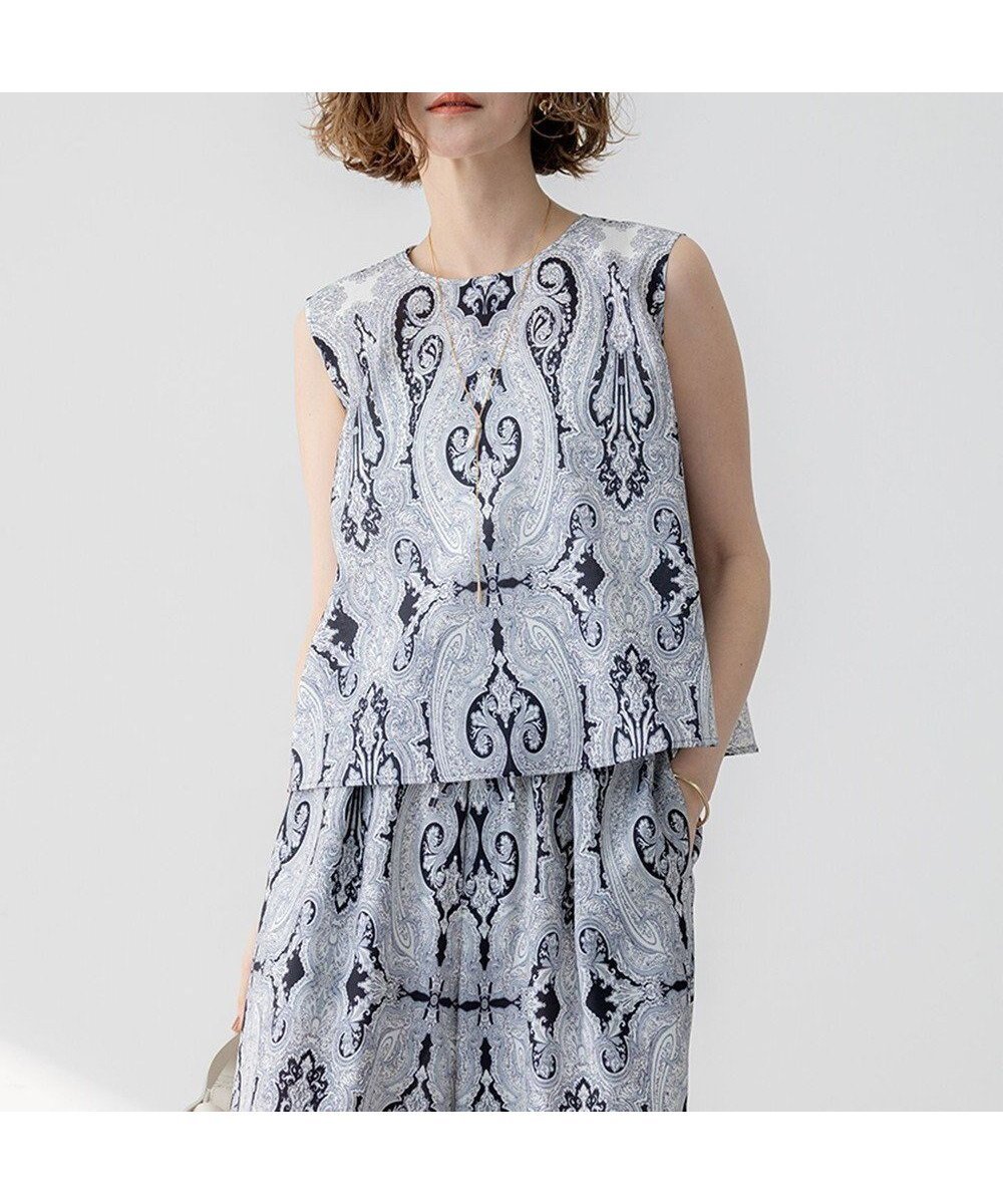 【23区/NIJYUSANKU】の【洗える】Ratti ドローイング ペイズリー プリント ブラウス インテリア・キッズ・メンズ・レディースファッション・服の通販 founy(ファニー) 　ファッション　Fashion　レディースファッション　Fashion for Women　トップス・カットソー　Cut & Sew Tops　シャツ・ブラウス・オフィスカジュアル　Elegant Blouses & Button-Ups　イタリア　Italy　春　Spring　洗える　Machine Washable　グログラン　Grosgrain, Grosgrain Ribbon　シンプル　Simple, Minimal　ジャカード／ジャガード　Jacquard, Woven Pattern　トレンド　Trend, Trending Now　プリント　Print, Printed Pattern　ペイズリー　Paisley, Ethnic Pattern　ワイド　Wide, Wide Fit　S/S・春夏　SS, Spring/Summer, Warm Season　夏　Summer　2025年　2025　2025春夏・S/S　Spring/Summer 2025 SS25　ブラックプリント|ID: prp329100004847326 ipo3291000000035762211