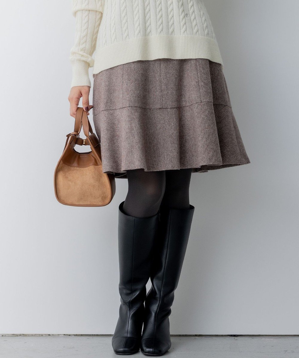 【組曲/KUMIKYOKU】のネコアシツイードセミフレア スカート インテリア・キッズ・メンズ・レディースファッション・服の通販 founy(ファニー) 　ファッション　Fashion　レディースファッション　Fashion for Women　スカート　Skirts　Aライン・フレアスカート　A-Line & Flared Skirts　クラシカル　Classical, Vintage-Inspired　コンパクト　Compact, Small Size　ツイード　Twill, Twill Weave　トレンド　Trend, Trending Now　ネップ　Nepp, Slub Yarn　ワイド　Wide, Wide Fit　エレガント 上品　Elegant　台形　A-Line, Trapezoid Shape　猫　Cat, Kitty　A/W・秋冬　Autumn/Winter　ダークブラウン系|ID: prp329100004847399 ipo3291000000035607398