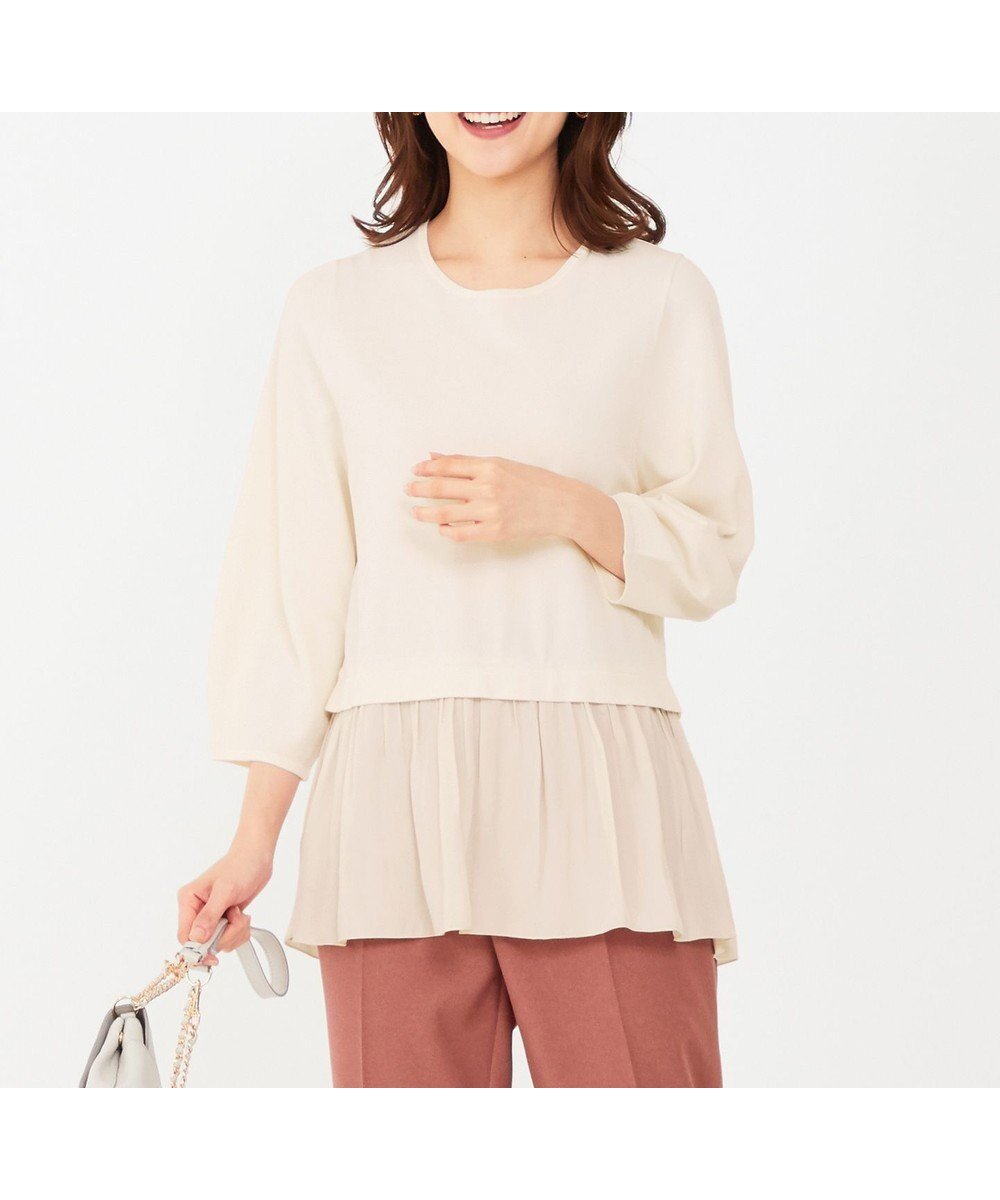 【エニィ スィス/any SiS】の【洗える】ファブリックコンビ ニット インテリア・キッズ・メンズ・レディースファッション・服の通販 founy(ファニー) 　ファッション　Fashion　レディースファッション　Fashion for Women　トップス・カットソー　Cut & Sew Tops　ニット　Knit Tops & Sweaters　おすすめ　Recommended / Our Picks　コンビ　Combo, Combination Style　シンプル　Simple, Minimal　セーター　Sweater, Knitwear　エレガント 上品　Elegant　洗える　Machine Washable　A/W・秋冬　Autumn/Winter　アイボリー|ID: prp329100004847463 ipo3291000000036272530