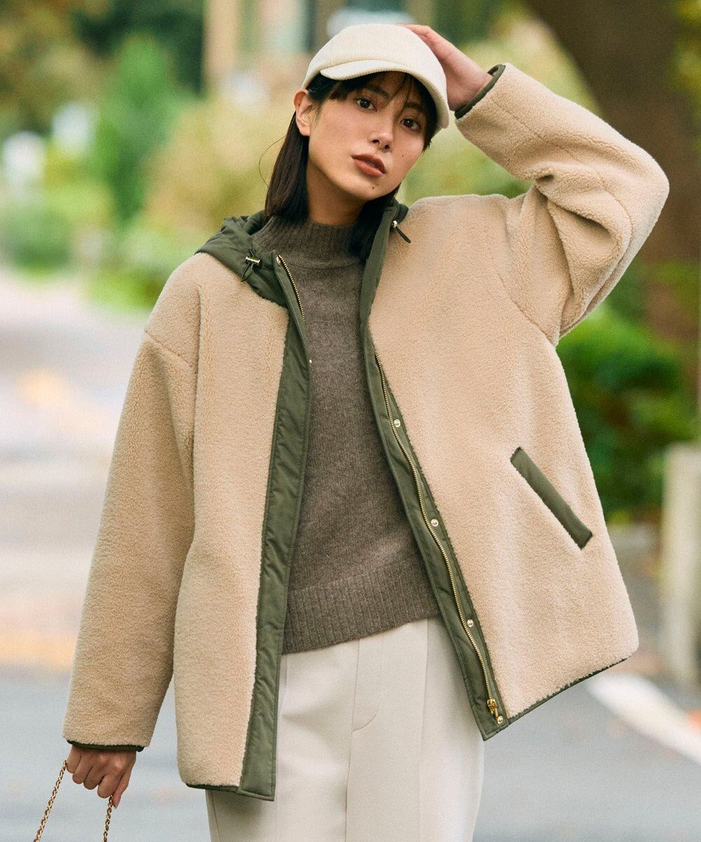 【エニー/ANY】の【LEE掲載】ボアコート インテリア・キッズ・メンズ・レディースファッション・服の通販 founy(ファニー) 　雑誌掲載アイテム　Magazine Picks & Fashion Features　ファッション雑誌　Fashion Magazines　リー　LEE　ファッション　Fashion　レディースファッション　Fashion for Women　アウター　Coat / Outerwear Collection　コート・ロングコート・ピーコート　Long Coats, Peacoats & More　レディースジャケット・軽アウター　Jackets　おすすめ　Recommended / Our Picks　ジャケット　Jacket, Outerwear　スリット　Slit, Slit Detail　ダウン　Down, Puffer　エレガント 上品　Elegant　A/W・秋冬　Autumn/Winter　雑誌　Magazine, Fashion Magazine　ベージュ×カーキ|ID: prp329100004847503 ipo3291000000035407400