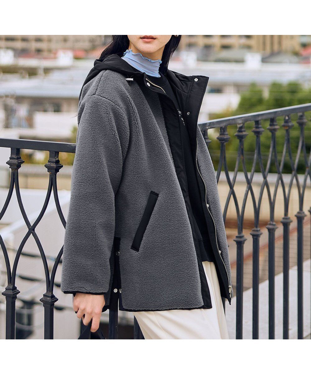 【エニー/ANY】の【LEE掲載】ボアコート インテリア・キッズ・メンズ・レディースファッション・服の通販 founy(ファニー) 　雑誌掲載アイテム　Magazine Picks & Fashion Features　ファッション雑誌　Fashion Magazines　リー　LEE　ファッション　Fashion　レディースファッション　Fashion for Women　アウター　Coat / Outerwear Collection　コート・ロングコート・ピーコート　Long Coats, Peacoats & More　レディースジャケット・軽アウター　Jackets　おすすめ　Recommended / Our Picks　ジャケット　Jacket, Outerwear　スリット　Slit, Slit Detail　ダウン　Down, Puffer　エレガント 上品　Elegant　A/W・秋冬　Autumn/Winter　雑誌　Magazine, Fashion Magazine　チャコール×ブラック|ID: prp329100004847503 ipo3291000000035407402