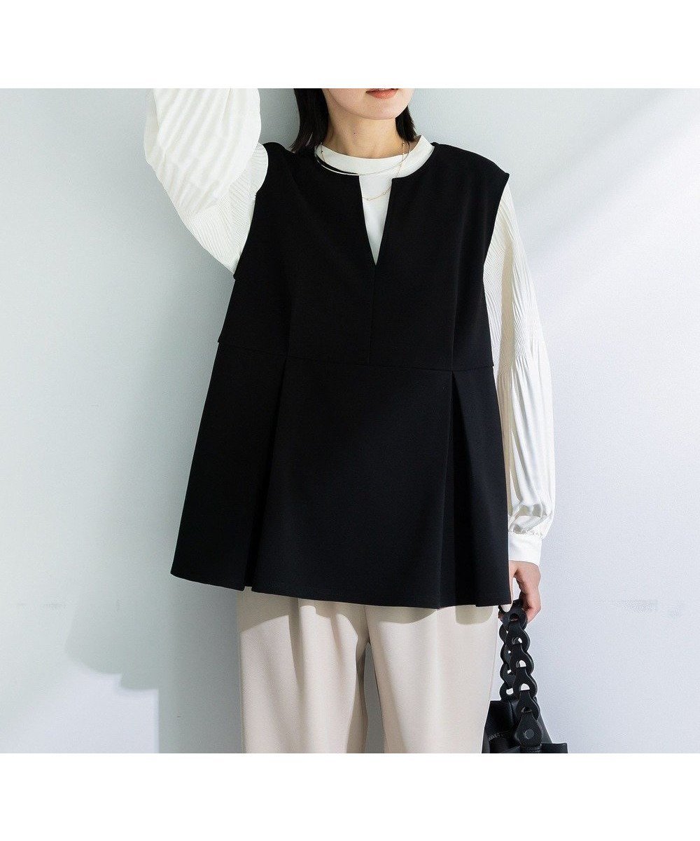 【グリーンパークス/Green Parks】の楽ちんリップルペプラムベスト 人気、トレンドファッション・服の通販 founy(ファニー) 　ファッション　Fashion　レディースファッション　Fashion for Women　アウター　Coat / Outerwear Collection　トップス・カットソー　Cut & Sew Tops　ベスト&ジレ / 重ね着スタイル　Vests & Gilets　セレモニー　Ceremony　タートルネック　Turtleneck, High Neck　ベスト　Vest, Waistcoat　ペプラム　Peplum, Flared Hem　ポケット　Pocket, Pocket Detail　ビジネス 仕事 通勤　Business / Work / Commuting　夏　Summer　春　Spring　S/S・春夏　SS, Spring/Summer, Warm Season　楽ちん　Easy Fit, Comfortable　 other-1|ID: prp329100004847549 ipo3291000000035521601