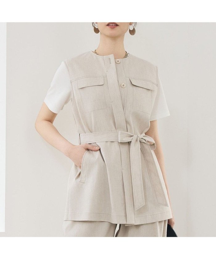 【自由区/JIYU-KU】の【セットアップ対応】リネンストレッチ ジレ インテリア・キッズ・メンズ・レディースファッション・服の通販 founy(ファニー) https://founy.com/ ファッション Fashion レディースファッション Fashion for Women アウター Coat / Outerwear Collection トップス・カットソー Cut & Sew Tops ベスト&ジレ / 重ね着スタイル Vests & Gilets セットアップ Matching Sets レディーストップス・ブラウス Tops & Blouses / Assorted Women's Tops 春 Spring 吸水 Absorbent, Quick-Dry シンプル Simple, Minimal ジャケット Jacket, Outerwear ストレッチ Stretch, Stretchy Fabric セットアップ Set-Up, Coordinated Outfit ベスト Vest, Waistcoat ポケット Pocket, Pocket Detail ミドル Middle Length, Mid Height リネン Linen, Linen Fabric S/S・春夏 SS, Spring/Summer, Warm Season おすすめ Recommended / Our Picks 夏 Summer |ID: prp329100004847560 ipo3291000000035875616