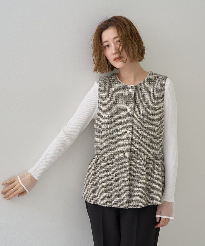 【イェッカ ヴェッカ/YECCA VECCA】のツイードペプラムジレ インテリア・キッズ・メンズ・レディースファッション・服の通販 founy(ファニー) https://founy.com/ ファッション Fashion レディースファッション Fashion for Women アウター Coat / Outerwear Collection トップス・カットソー Cut & Sew Tops ベスト&ジレ / 重ね着スタイル Vests & Gilets コンパクト Compact, Small Size セレモニー Ceremony ツイード Twill, Twill Weave ベスト Vest, Waistcoat ペプラム Peplum, Flared Hem ポケット Pocket, Pocket Detail エレガント 上品 Elegant 夏 Summer 春 Spring S/S・春夏 SS, Spring/Summer, Warm Season |ID: prp329100004847592 ipo3291000000035408382