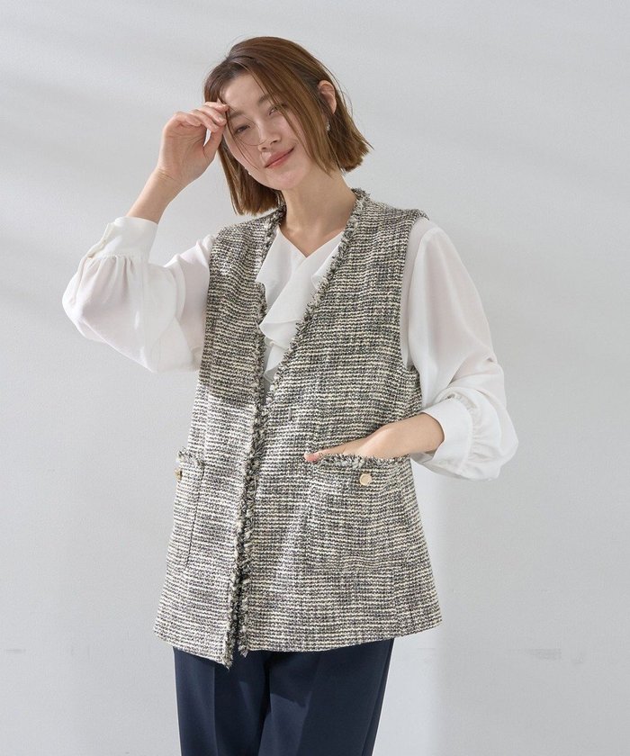 【イェッカ ヴェッカ/YECCA VECCA】のツイードジレ インテリア・キッズ・メンズ・レディースファッション・服の通販 founy(ファニー) https://founy.com/ ファッション Fashion レディースファッション Fashion for Women アウター Coat / Outerwear Collection トップス・カットソー Cut & Sew Tops ベスト&ジレ / 重ね着スタイル Vests & Gilets シンプル Simple, Minimal ツイード Twill, Twill Weave ベスト Vest, Waistcoat ポケット Pocket, Pocket Detail エレガント 上品 Elegant 夏 Summer 春 Spring S/S・春夏 SS, Spring/Summer, Warm Season |ID: prp329100004847593 ipo3291000000035408392