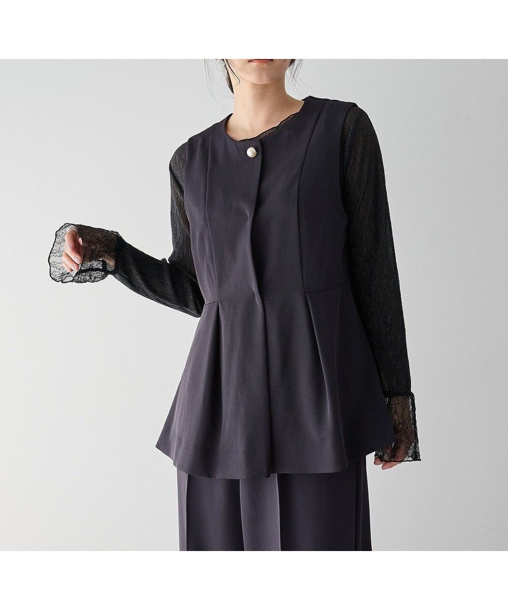 【イェッカ ヴェッカ/YECCA VECCA】のパールペプラムジレ インテリア・キッズ・メンズ・レディースファッション・服の通販 founy(ファニー) 　ファッション　Fashion　レディースファッション　Fashion for Women　アウター　Coat / Outerwear Collection　トップス・カットソー　Cut & Sew Tops　ベスト&ジレ / 重ね着スタイル　Vests & Gilets　スタイリッシュ　Stylish, Fashionable　バランス　Balance, Style Balance　パール　Pearl, Pearl Accent　フロント　Front, Front Design　ベスト　Vest, Waistcoat　ペプラム　Peplum, Flared Hem　ポケット　Pocket, Pocket Detail　エレガント 上品　Elegant　夏　Summer　春　Spring　S/S・春夏　SS, Spring/Summer, Warm Season　Navy|ID: prp329100004847594 ipo3291000000035408400