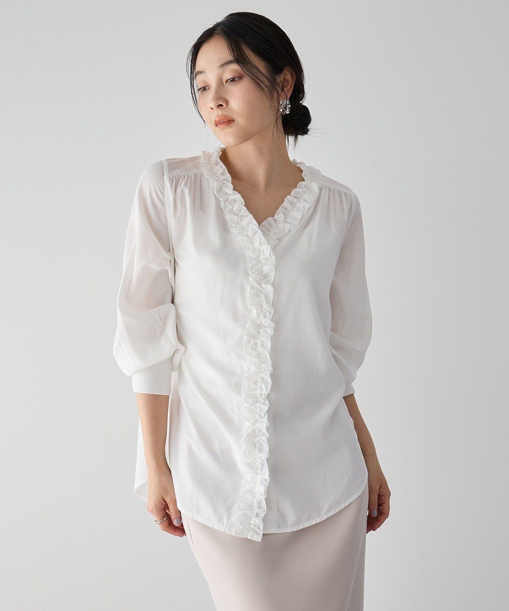 【イェッカ ヴェッカ/YECCA VECCA】のフリルVネックブラウス インテリア・キッズ・メンズ・レディースファッション・服の通販 founy(ファニー) ファッション Fashion レディースファッション Fashion for Women トップス・カットソー Cut & Sew Tops シャツ・ブラウス・オフィスカジュアル Elegant Blouses & Button-Ups Vネックトップス V-Neck Tops / V-Cut Neckline Shirts おすすめ Recommended / Our Picks シンプル Simple, Minimal セレモニー Ceremony バランス Balance, Style Balance フリル Frill, Ruffle ポケット Pocket, Pocket Detail エレガント 上品 Elegant 夏 Summer 春 Spring S/S・春夏 SS, Spring/Summer, Warm Season White|ID: prp329100004847597 ipo3291000000035408420