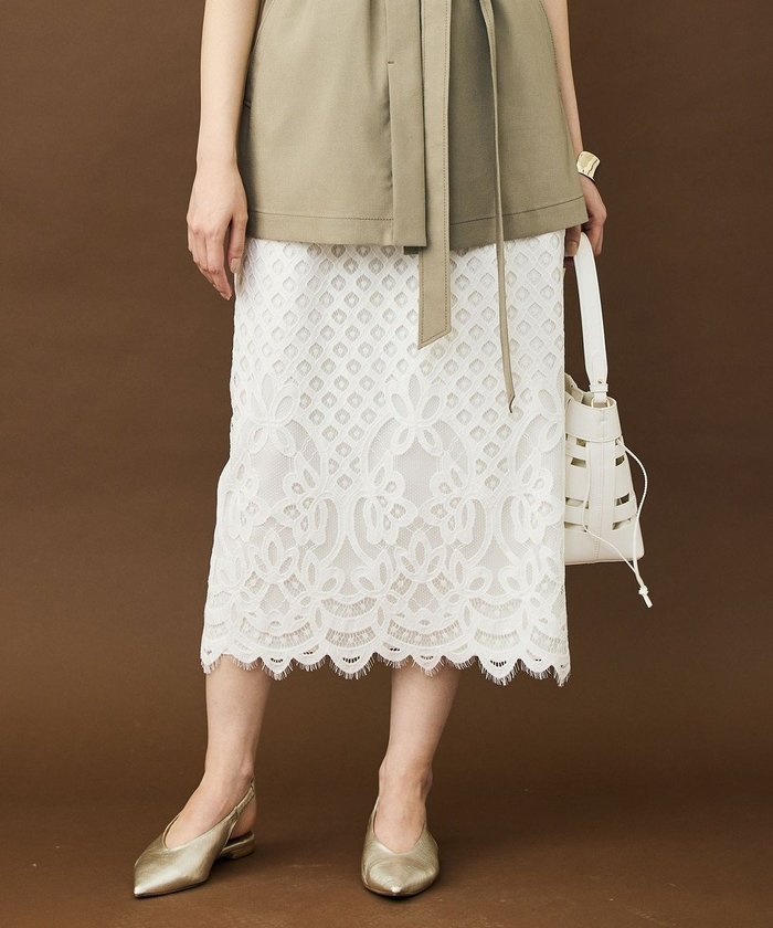 【自由区/JIYU-KU】のパネルレース スカート インテリア・キッズ・メンズ・レディースファッション・服の通販 founy(ファニー) https://founy.com/ ファッション Fashion レディースファッション Fashion for Women スカート Skirts おすすめ Recommended / Our Picks エレガント 上品 Elegant シンプル Simple, Minimal スカラップ Scallop, Scalloped Edge ストレート Straight, Straight Cut セットアップ Set-Up, Coordinated Outfit モチーフ Motif, Design Theme レース Lace, Lace Fabric 夏 Summer 春 Spring S/S・春夏 SS, Spring/Summer, Warm Season |ID: prp329100004847655 ipo3291000000035523127