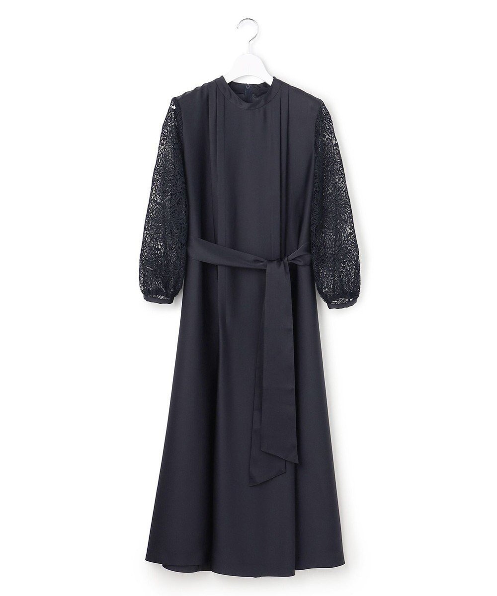 【23区/NIJYUSANKU】の【APPLAUDIR】ノーブルサテン リボンブーケレースコンビ ドレス インテリア・キッズ・メンズ・レディースファッション・服の通販 founy(ファニー) 　ファッション　Fashion　レディースファッション　Fashion for Women　ワンピース　Dresses　フォーマル・パーティードレス・結婚式用ドレス　Elegant & Casual Dresses　エレガント 上品　Elegant　春　Spring　コンビ　Combo, Combination Style　サテン　Satin, Glossy Fabric　シルク　Silk, 100% Silk　ストレッチ　Stretch, Stretchy Fabric　とろみ　Fluid, Flowy Fabric　チェーン　Chain, Chain Strap　ドレス　Dress, One-Piece　手編み　Hand-Knitted, Handmade Knit　人気　Popular, Best Seller　パーティ　Party, Party Style　フロント　Front, Front Design　モチーフ　Motif, Design Theme　リボン　Ribbon, Bow　レース　Lace, Lace Fabric　S/S・春夏　SS, Spring/Summer, Warm Season　夏　Summer　結婚式　Wedding　2026年　2026　ネイビー系|ID: prp329100004847673 ipo3291000000035408925