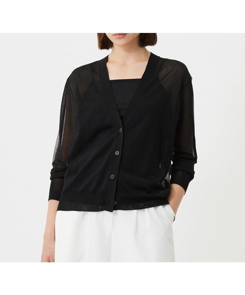 【アイシービー/iCB】の【洗える】 マーセライズコットンシアー カーディガン インテリア・キッズ・メンズ・レディースファッション・服の通販 founy(ファニー) 　ファッション　Fashion　レディースファッション　Fashion for Women　トップス・カットソー　Cut & Sew Tops　カーディガン・羽織り　Layered Style Cardigans　オーガンジー　Organza Fabric　春　Spring　洗える　Machine Washable　カーディガン　Cardigan, Knitwear　シアー　Sheer, See-Through　シャイニー　Shiny, Glossy Finish　シルク　Silk, 100% Silk　シンプル　Simple, Minimal　ダブル　Double, Double-Breasted　なめらか　Smooth, Silky Texture　ベーシック　Basic, Essential　ボトム　Bottoms, Lower Wear　S/S・春夏　SS, Spring/Summer, Warm Season　夏　Summer　エレガント 上品　Elegant　2025年　2025　2025春夏・S/S　Spring/Summer 2025 SS25　ブラック×グレーラメ系|ID: prp329100004847814 ipo3291000000036113878