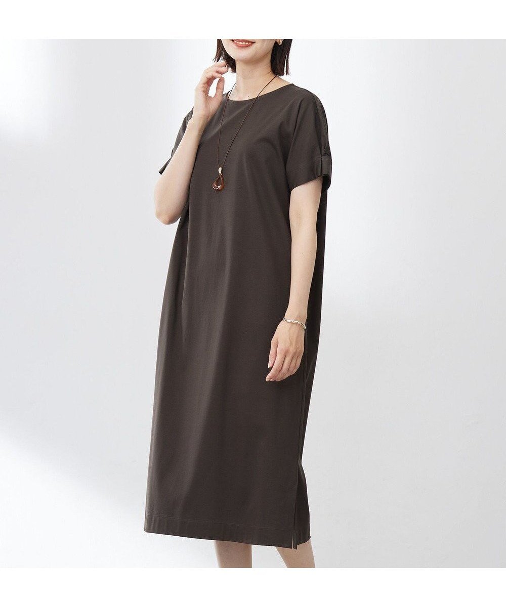 【ジェイ プレス/J.PRESS】の【WEB限定カラーあり・洗える】コットンスムース ドルマンスリーブ ワンピース インテリア・キッズ・メンズ・レディースファッション・服の通販 founy(ファニー) 　ファッション　Fashion　レディースファッション　Fashion for Women　ワンピース　Dresses　アクセサリー　Fashion Accessories　春　Spring　洗える　Machine Washable　シルケット　Silket, Silky Cotton　スリット　Slit, Slit Detail　ポケット　Pocket, Pocket Detail　S/S・春夏　SS, Spring/Summer, Warm Season　夏　Summer　エレガント 上品　Elegant　ダークブラウン系|ID: prp329100004847839 ipo3291000000035426619