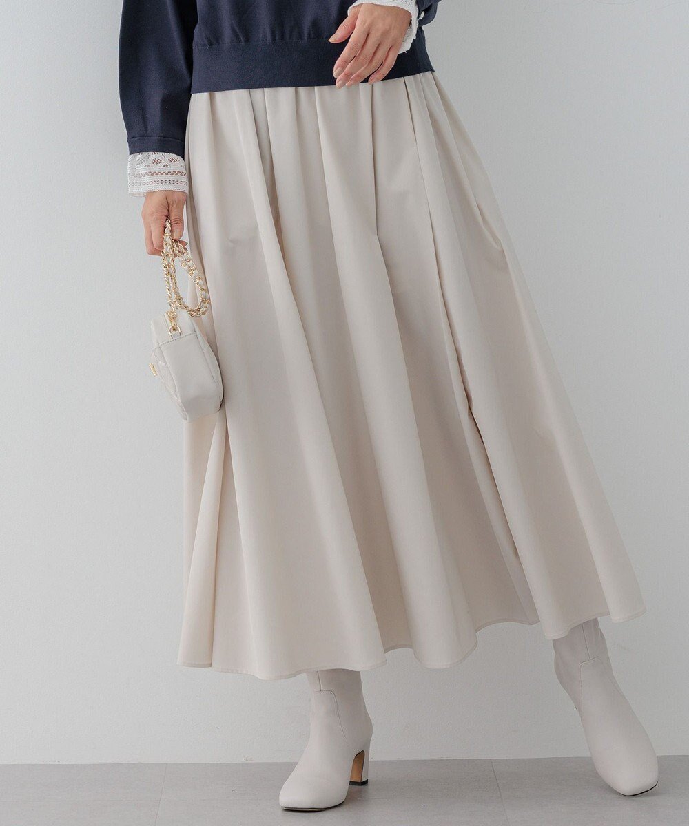 【23区/NIJYUSANKU】の【洗える】ブライトタフタ ギャザー スカート 人気、トレンドファッション・服の通販 founy(ファニー) 　ファッション　Fashion　レディースファッション　Fashion for Women　スカート　Skirts　オケージョン　Occasion Wear　ギャザー　Gathered, Ruffled　ストレッチ　Stretch, Stretchy Fabric　フラット　Flat, Flat Shoes　フロント　Front, Front Design　ベーシック　Basic, Essential　夏　Summer　S/S・春夏　SS, Spring/Summer, Warm Season　洗える　Machine Washable　A/W・秋冬　Autumn/Winter　 other-1|ID: prp329100004847854 ipo3291000000035427041