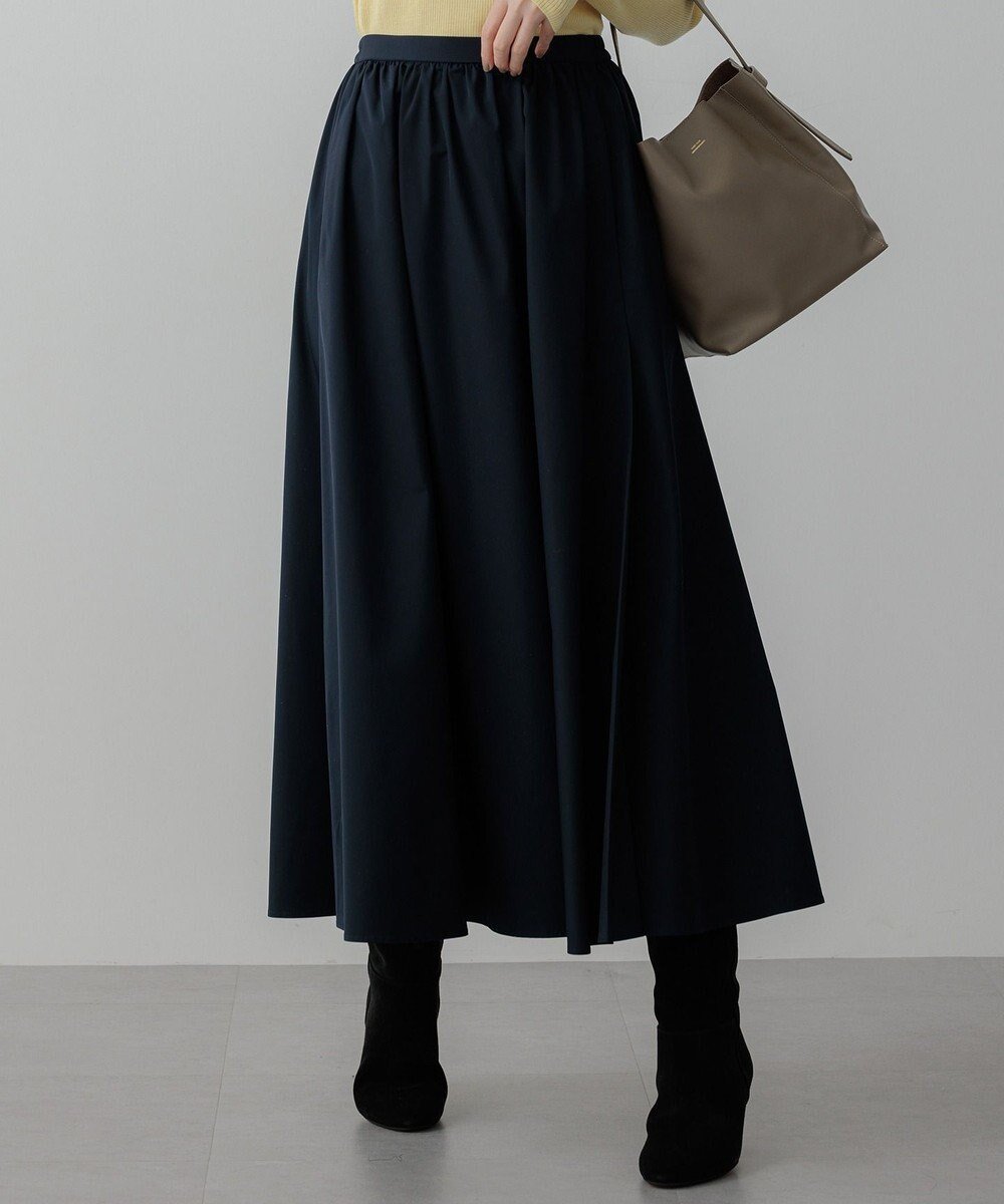 【23区/NIJYUSANKU】の【洗える】ブライトタフタ ギャザー スカート インテリア・キッズ・メンズ・レディースファッション・服の通販 founy(ファニー) 　ファッション　Fashion　レディースファッション　Fashion for Women　スカート　Skirts　オケージョン　Occasion Wear　ギャザー　Gathered, Ruffled　ストレッチ　Stretch, Stretchy Fabric　フラット　Flat, Flat Shoes　フロント　Front, Front Design　ベーシック　Basic, Essential　夏　Summer　S/S・春夏　SS, Spring/Summer, Warm Season　洗える　Machine Washable　A/W・秋冬　Autumn/Winter　ネイビー系|ID: prp329100004847854 ipo3291000000035427051