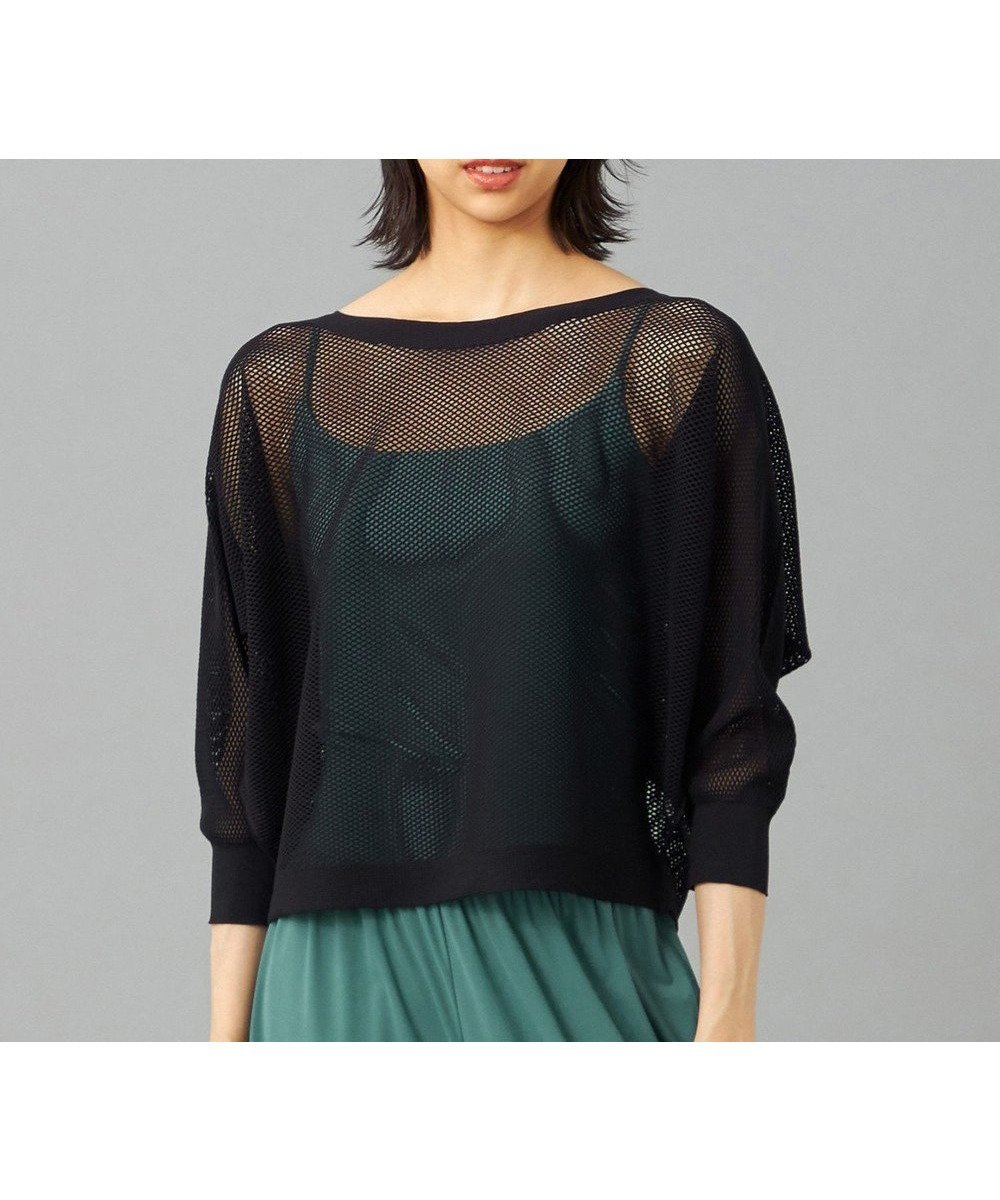 【チャコット/Chacott】の【ノーソーイングニット】7分袖メッシュニットTシャツ インテリア・キッズ・メンズ・レディースファッション・服の通販 founy(ファニー) 　ファッション　Fashion　レディースファッション　Fashion for Women　トップス・カットソー　Cut & Sew Tops　ニット　Knit Tops & Sweaters　シャツ・ブラウス・オフィスカジュアル　Elegant Blouses & Button-Ups　ロングTシャツ・Tシャツ　Longline T-Shirts & Tees　インナー　Innerwear　軽量　Lightweight, Ultra Light　ストレッチ　Stretch, Stretchy Fabric　人気　Popular, Best Seller　フィット　Fit, Slim Fit　メッシュ　Mesh, Net Fabric　おすすめ　Recommended / Our Picks　ブラック|ID: prp329100004847864 ipo3291000000035521898