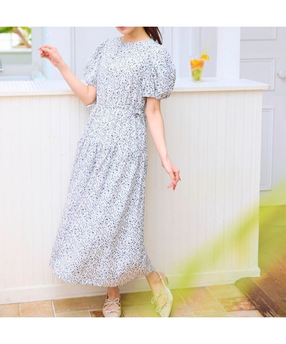 【フェルゥ/Feroux】のサマープリント ワンピース インテリア・キッズ・メンズ・レディースファッション・服の通販 founy(ファニー) 　ファッション　Fashion　レディースファッション　Fashion for Women　ワンピース　Dresses　カーディガン　Cardigan, Knitwear　ギャザー　Gathered, Ruffled　サマー　Summer, Summer Style　ティアードスカート　Tiered Skirt, Flounced Skirt　トレンド　Trend, Trending Now　ドレープ　Drape, Draping Fabric　プリント　Print, Printed Pattern　リボン　Ribbon, Bow　エレガント 上品　Elegant　夏　Summer　春　Spring　S/S・春夏　SS, Spring/Summer, Warm Season　透かし　Cut-Out, Lacework　ホワイト系1|ID: prp329100004847922 ipo3291000000036177822