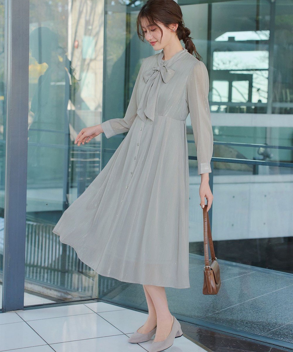 【ティアクラッセ/Tiaclasse】の【2WAY取り外しリボン付き】リボンタイラメシフォンワンピース インテリア・キッズ・メンズ・レディースファッション・服の通販 founy(ファニー) 　ファッション　Fashion　レディースファッション　Fashion for Women　ワンピース　Dresses　ウォッシャブル　Machine Washable　春　Spring　洗える　Machine Washable　秋　Autumn　シアー　Sheer, See-Through　シフォン　Chiffon, Lightweight Fabric　シューズ　Shoes, Footwear　長袖　Long Sleeve, Full Sleeve　フェミニン　Feminine, Girly　フラット　Flat, Flat Shoes　フレア　Flare, Flared　ポケット　Pocket, Pocket Detail　リボン　Ribbon, Bow　ロング　Long, Long-Length　S/S・春夏　SS, Spring/Summer, Warm Season　夏　Summer　エレガント 上品　Elegant　セレモニー　Ceremony　入学式　Entrance Ceremony　ビジネス 仕事 通勤　Business / Work / Commuting　ミント|ID: prp329100004848337 ipo3291000000035522076