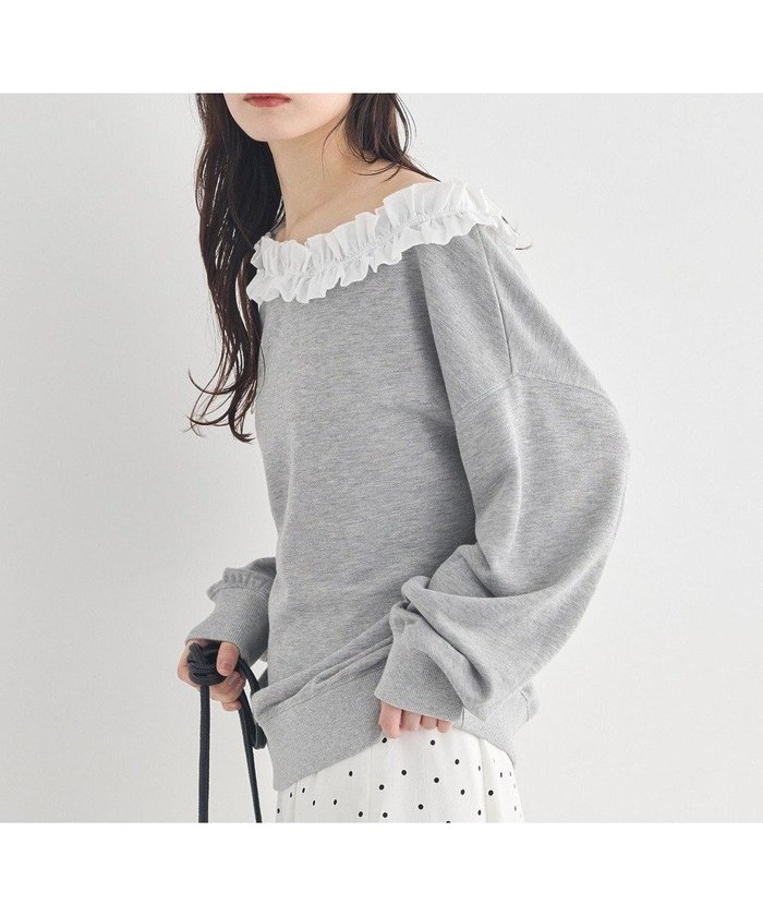 【アースミュージックアンドエコロジー/earth music&ecology】のフリルオフショルウラケスウェット インテリア・キッズ・メンズ・レディースファッション・服の通販 founy(ファニー) https://founy.com/ ファッション Fashion レディースファッション Fashion for Women トップス・カットソー Cut & Sew Tops レディースパーカー・カジュアルフーディー Casual Hoodies & Sweatshirts スウェット・クルーネックトップス Sweatshirts & Crewnecks / Relaxed Fit Sweat Tops 春 Spring スウェット / スエット Sweatshirt, Sweatwear デニム Denim, Jeans Material フリル Frill, Ruffle ポケット Pocket, Pocket Detail リラックス Relax, Relaxed Fit S/S・春夏 SS, Spring/Summer, Warm Season 夏 Summer |ID: prp329100004848359 ipo3291000000035593701
